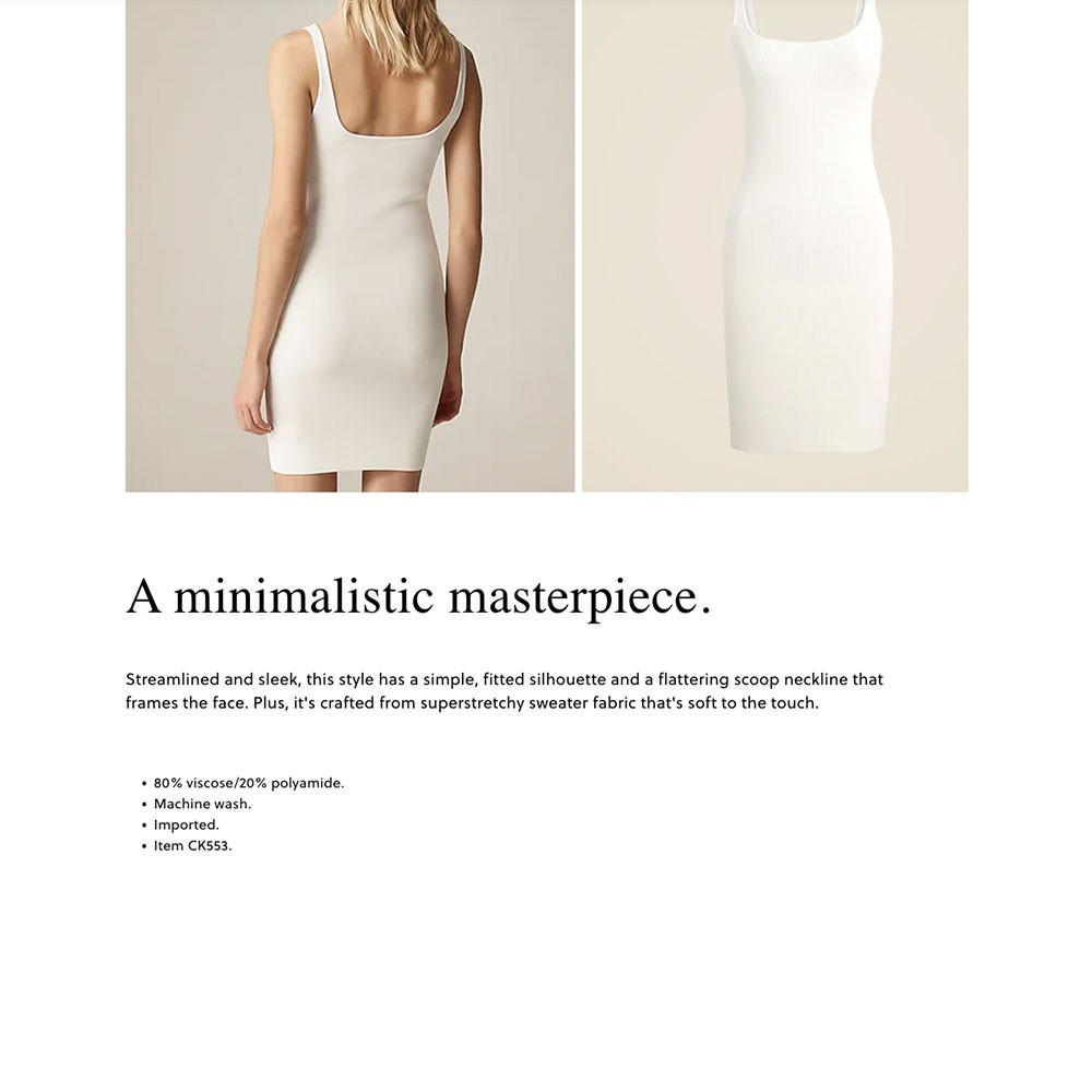 J Crew NWT $128 Sweater Tank Mini Dress in White | Sz S | Ribbed | Scoop Neck