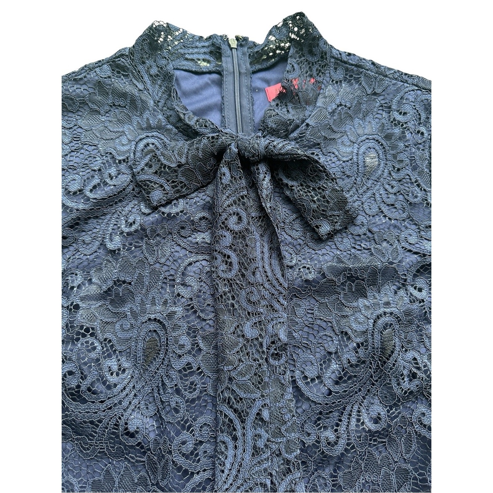 Betsey Johnson Navy Lace Bow Neck Shift Mini Dress NWT Size 12