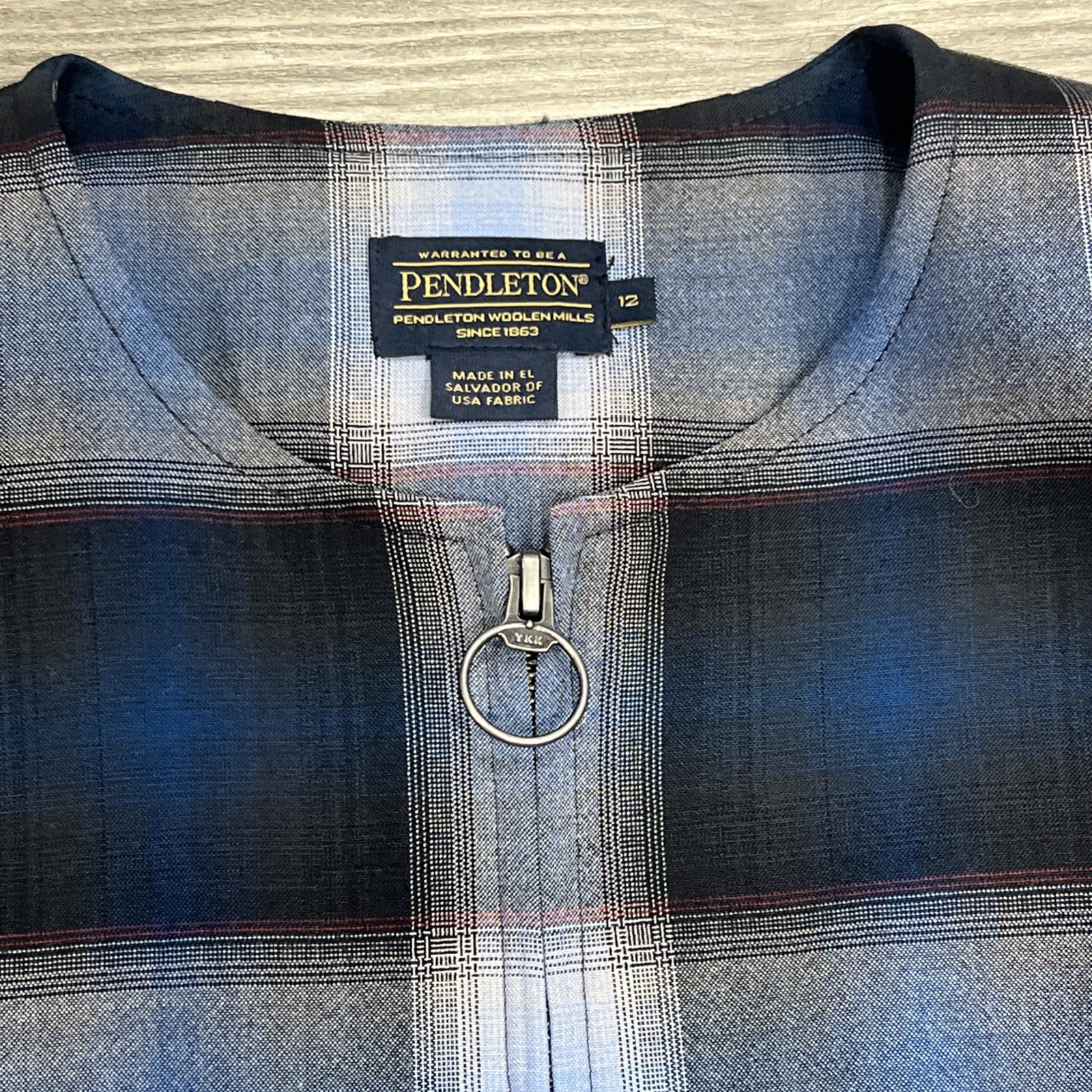 Pendleton 100% Wool Zip Dress 12 Blue Plaid Tartan Academia Preppy Retro Overall