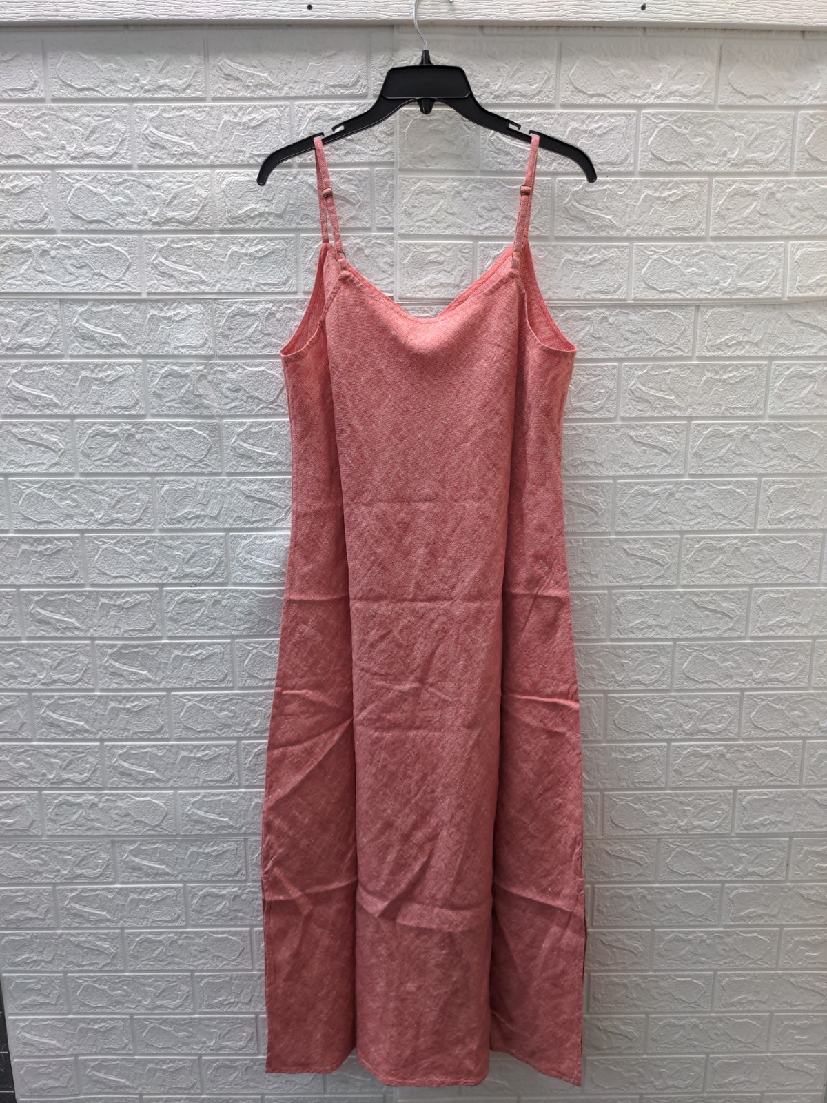New Garnet Hill Adele Linen Slip Dress Poppy Rose Chambray Sz 14
