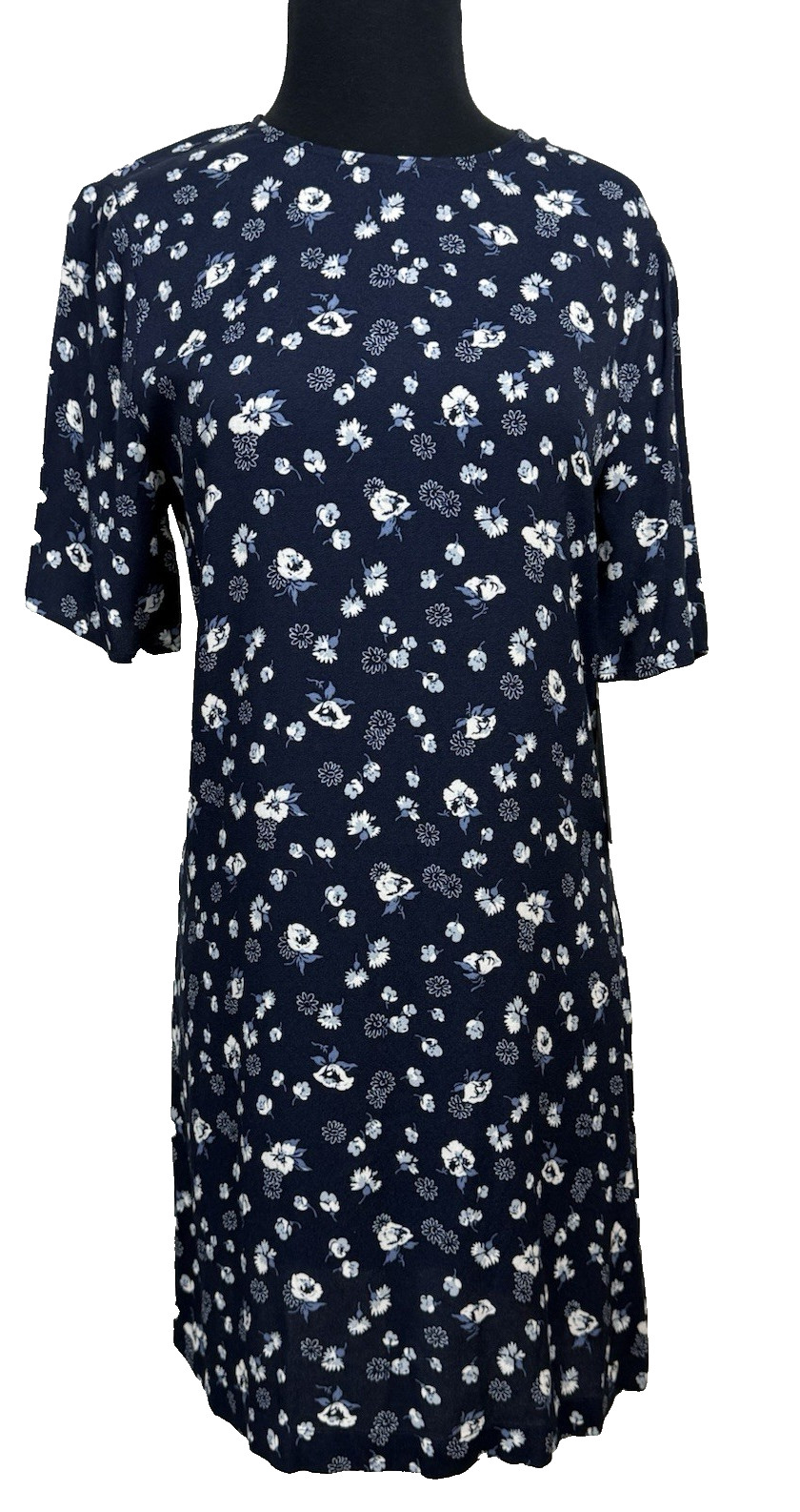 Reformation Beth Dress Blue Floral Mini Keyhole Button Back Shift XS Moody