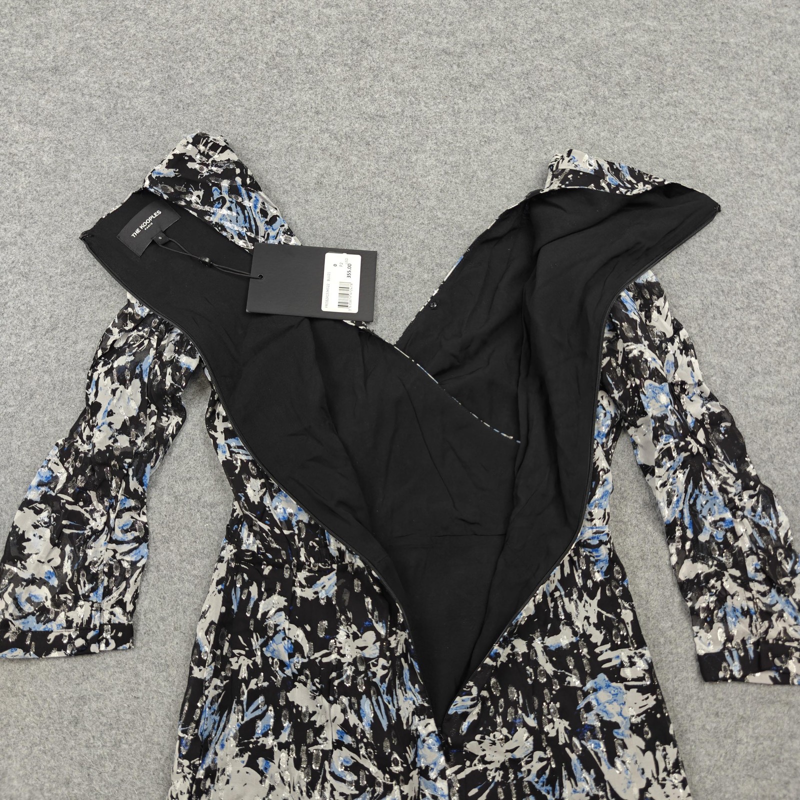 The Kooples Dress Womens 0 Multicolor Floral Wrap Puff Sleeve V Neck Lined New