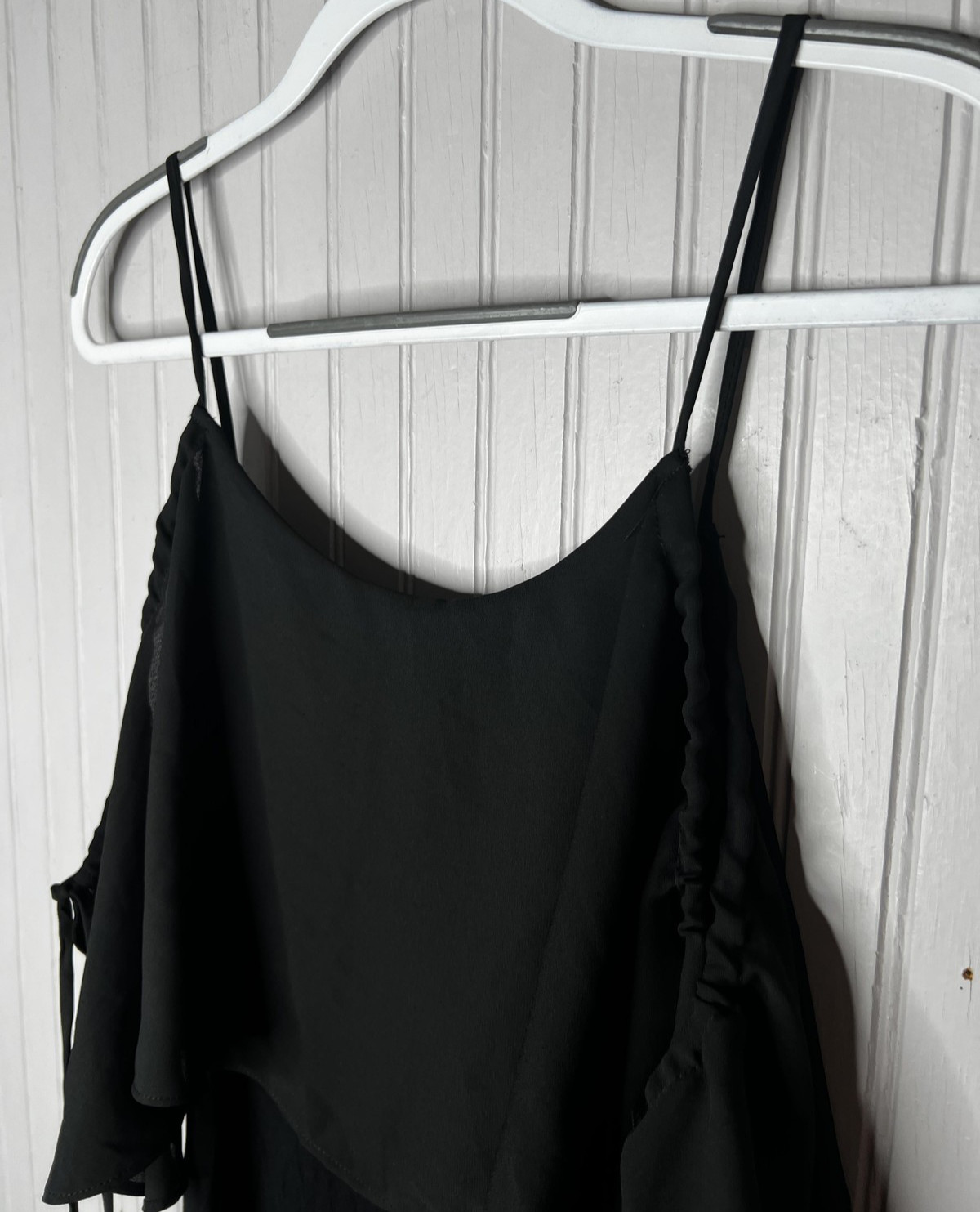 Green Envelope Casual Couture Dress Womens Large Black Ruffle Maxi Made USA