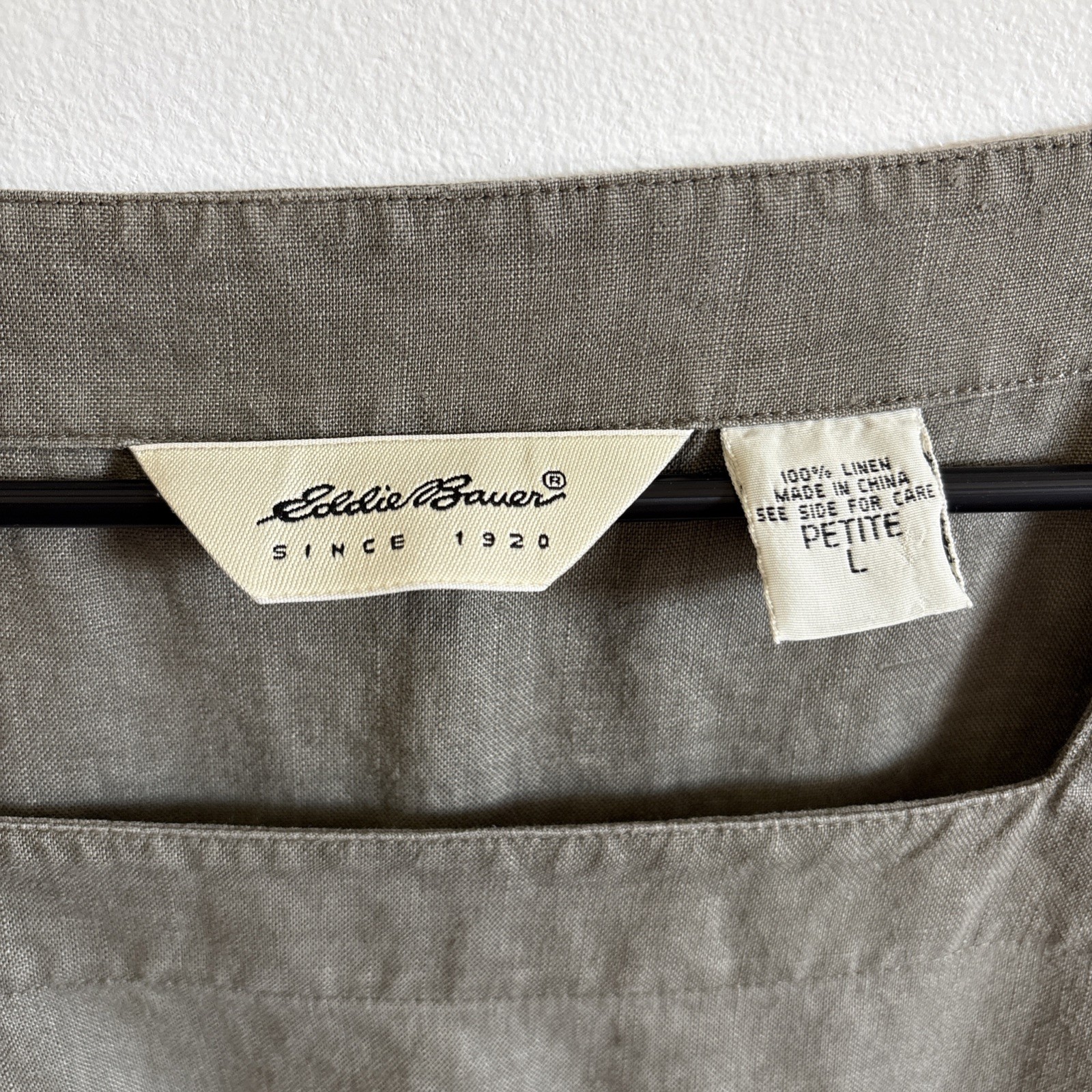 Vintage Eddie Bauer Linen Shift Dress Women’s Petite Large Green Sleeveless