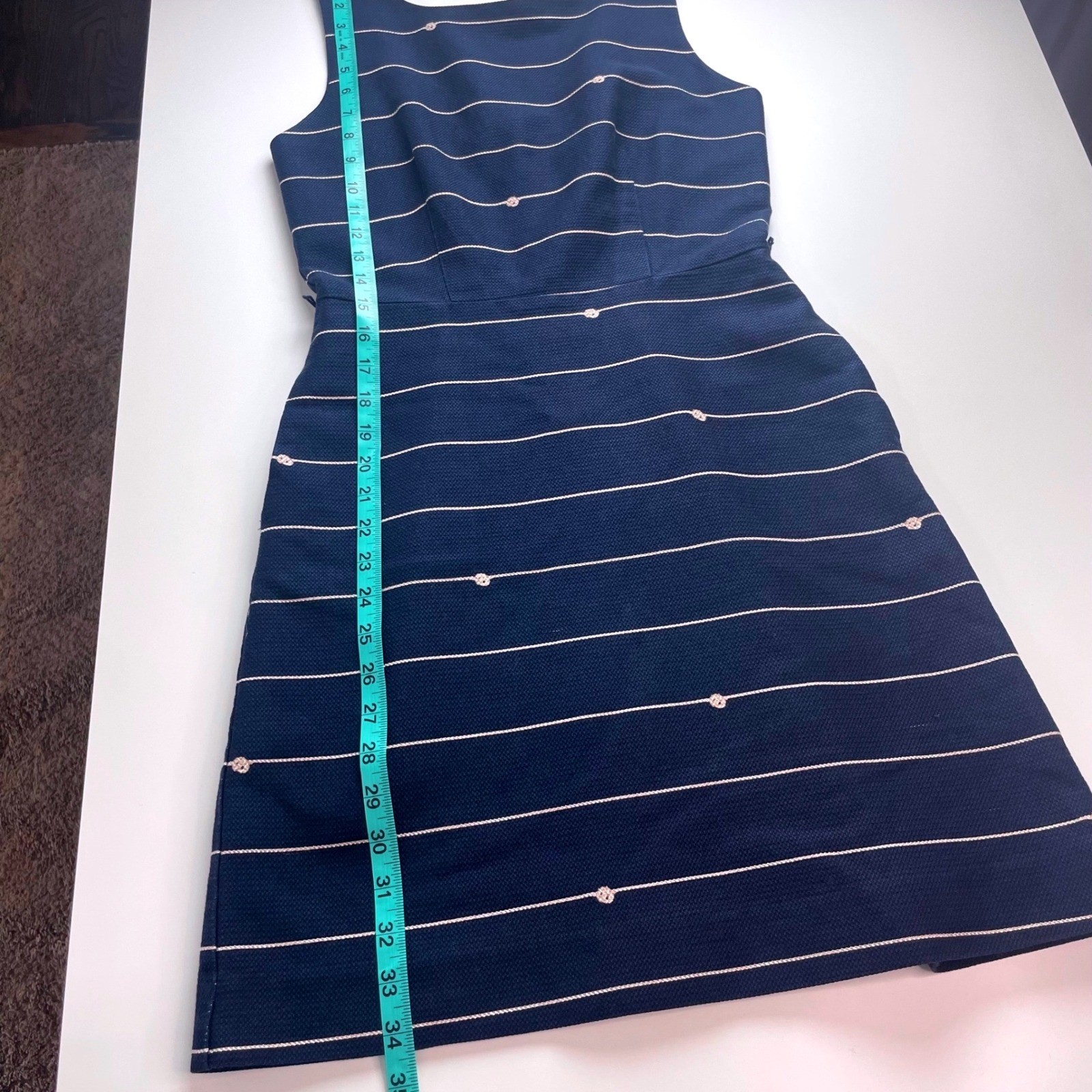 The Limited Navy Blue Nautical Striped Embroidered Sleeveless Dress Size 2