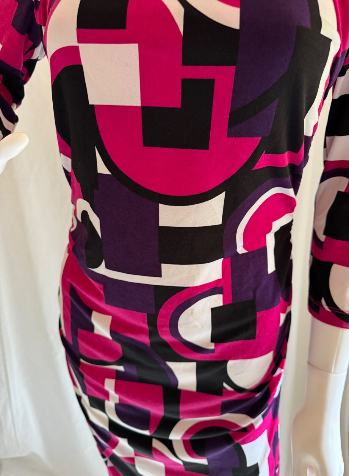 METROSTYLE SIZE 8 Multi Geometric Rauch Sides at Waist Folded Shoulder Collar