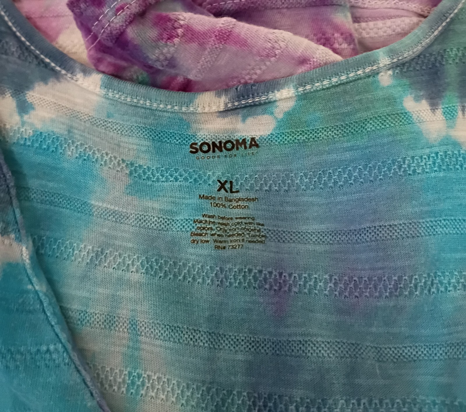 Sonoma Tie Dye Tiered Button Front Sleeveless Dress Sundress Women’s Size XL