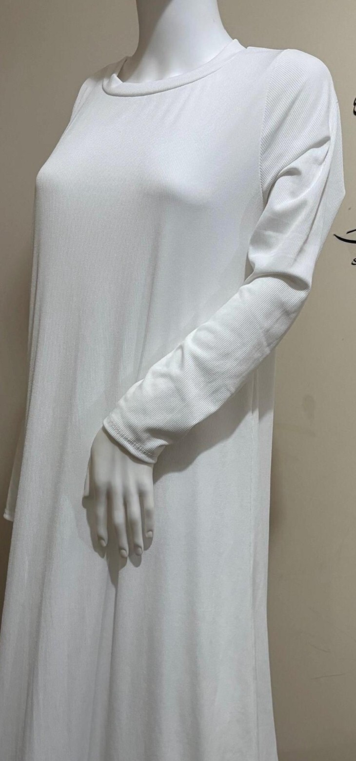 Abaya Slip Dress Under Abayas White long sleeves 56 Inches Length Ramadan Muslim