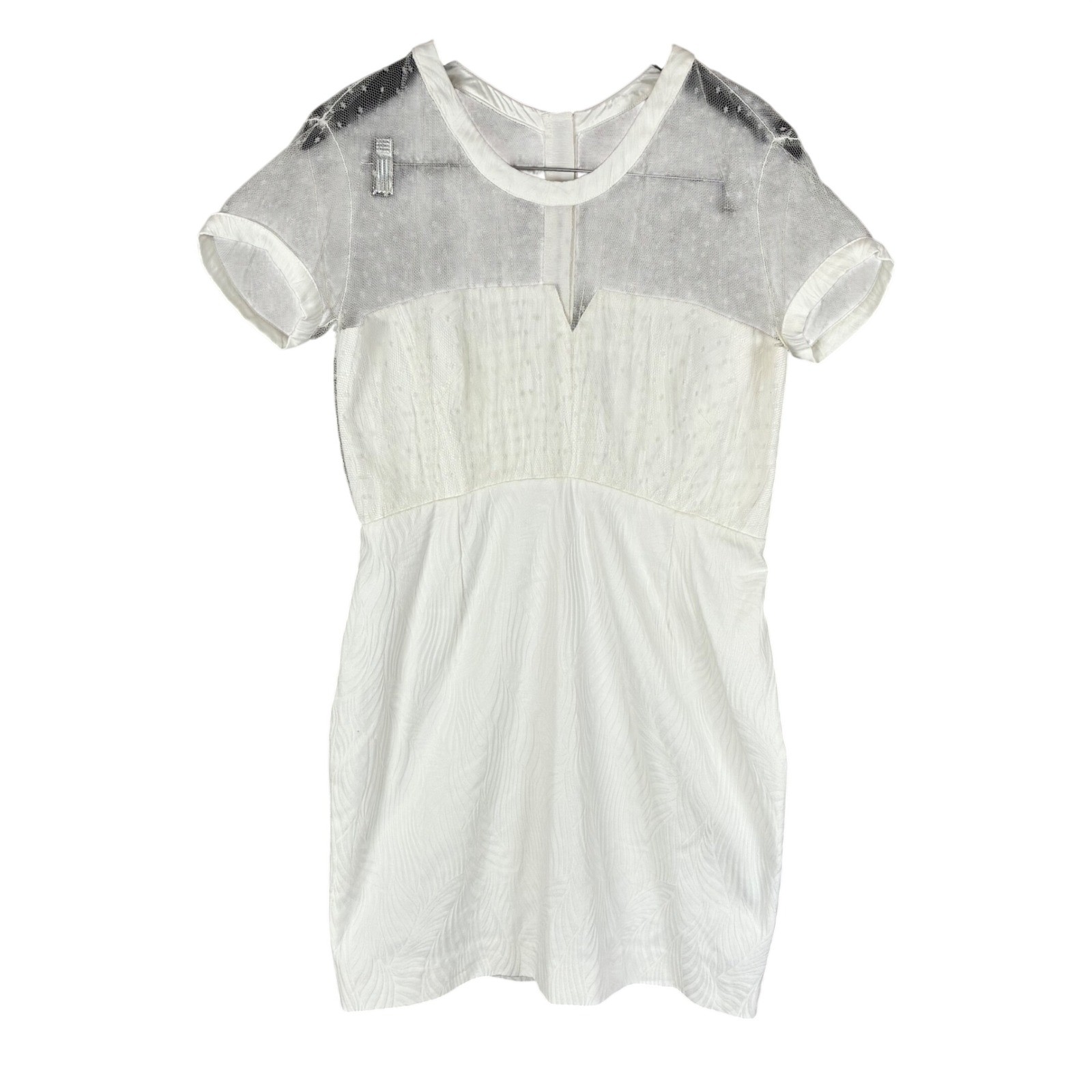 The Kooples Mini Dress Cream Mesh Illusion Neck Bustier 40/L Kentucky Derby