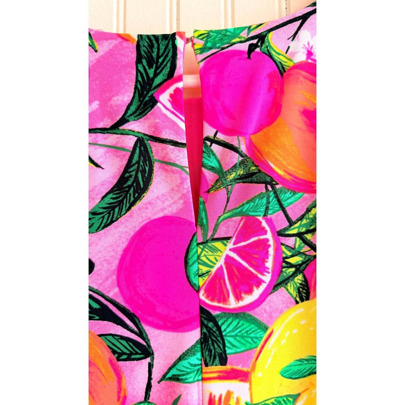 Pappagallo Pink Citrus Fruit Print Sleeveless Shift Dress G35M73PA599 Womens S