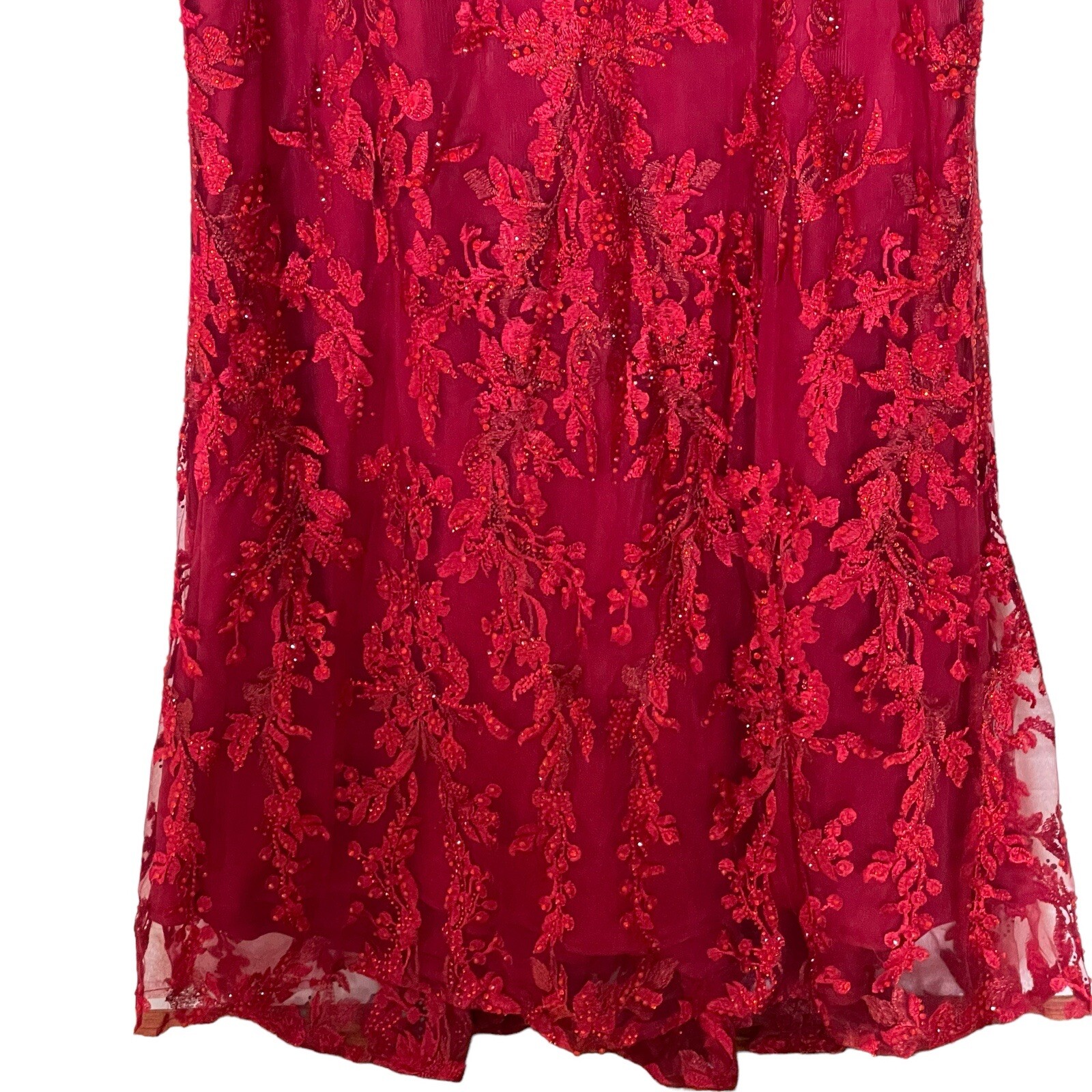 Mac Duggal Gown Dress Womens Size 18 Mermaid Red Lace Sequin Beaded 20330 $798