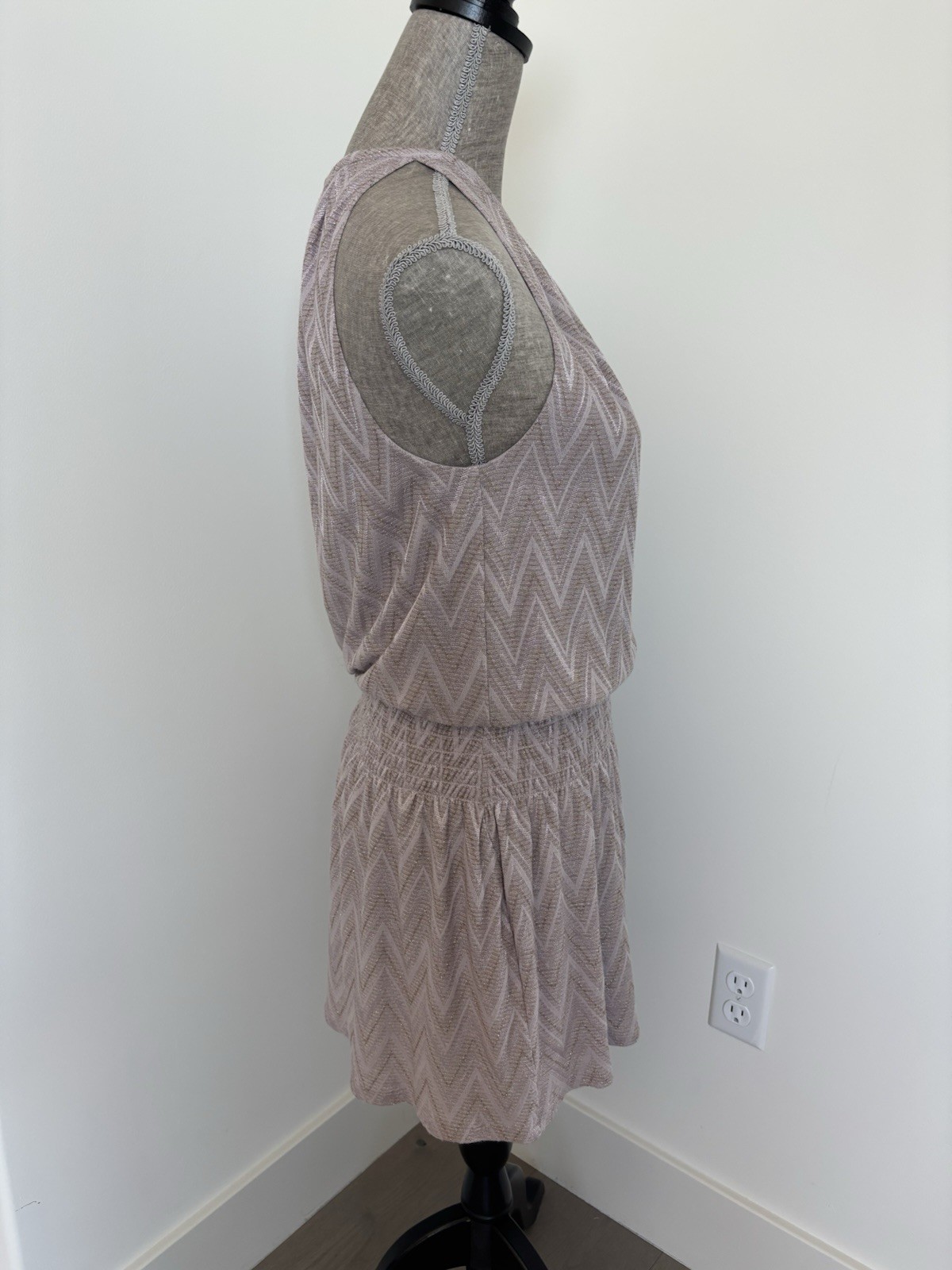 New Ramy Brook Chevron Zig Zag Halter Purple Dress Size XXS 00 LINED
