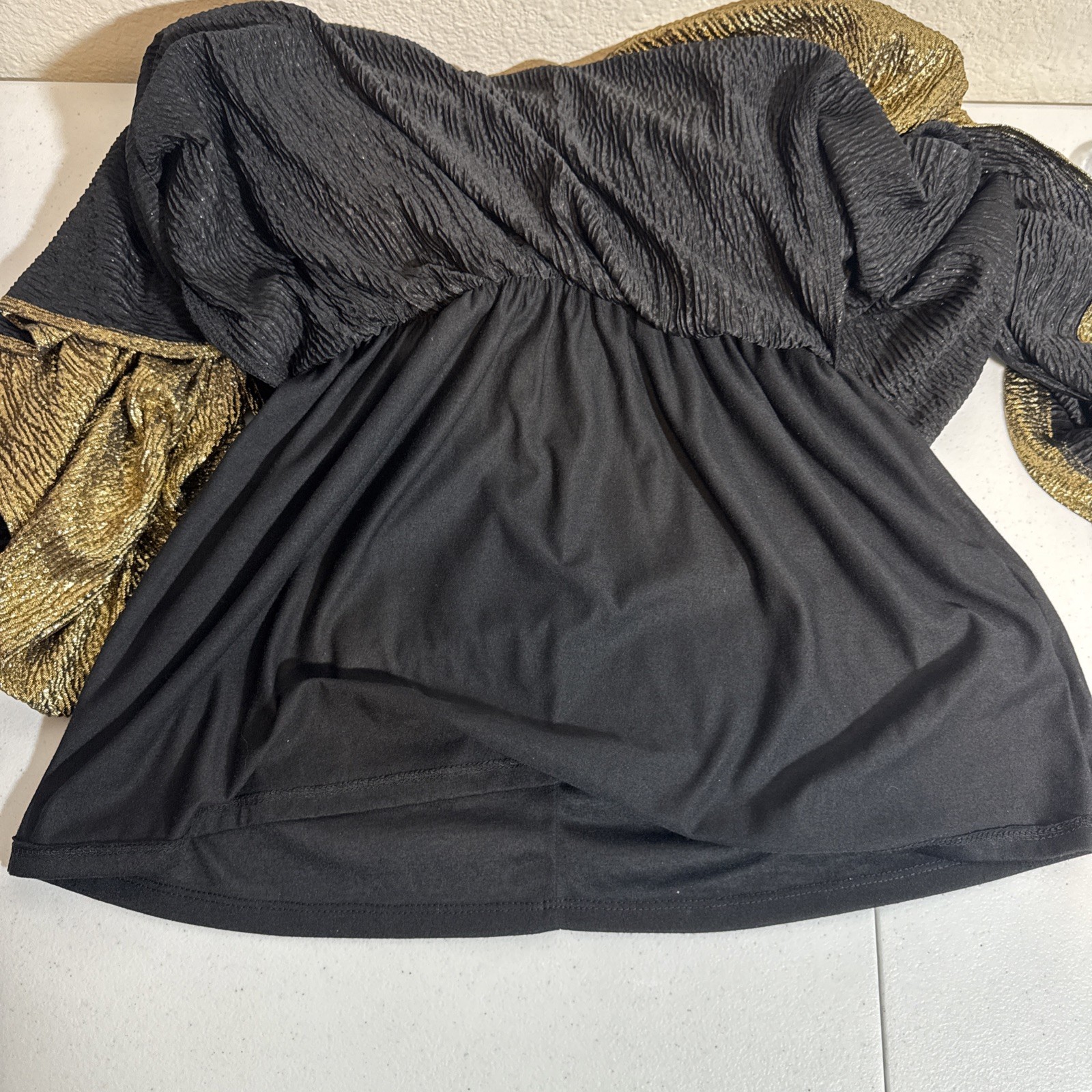 Gianni Bini Gold Metallic Strapless Maxi Cocktail Dress Size Medium Party Club