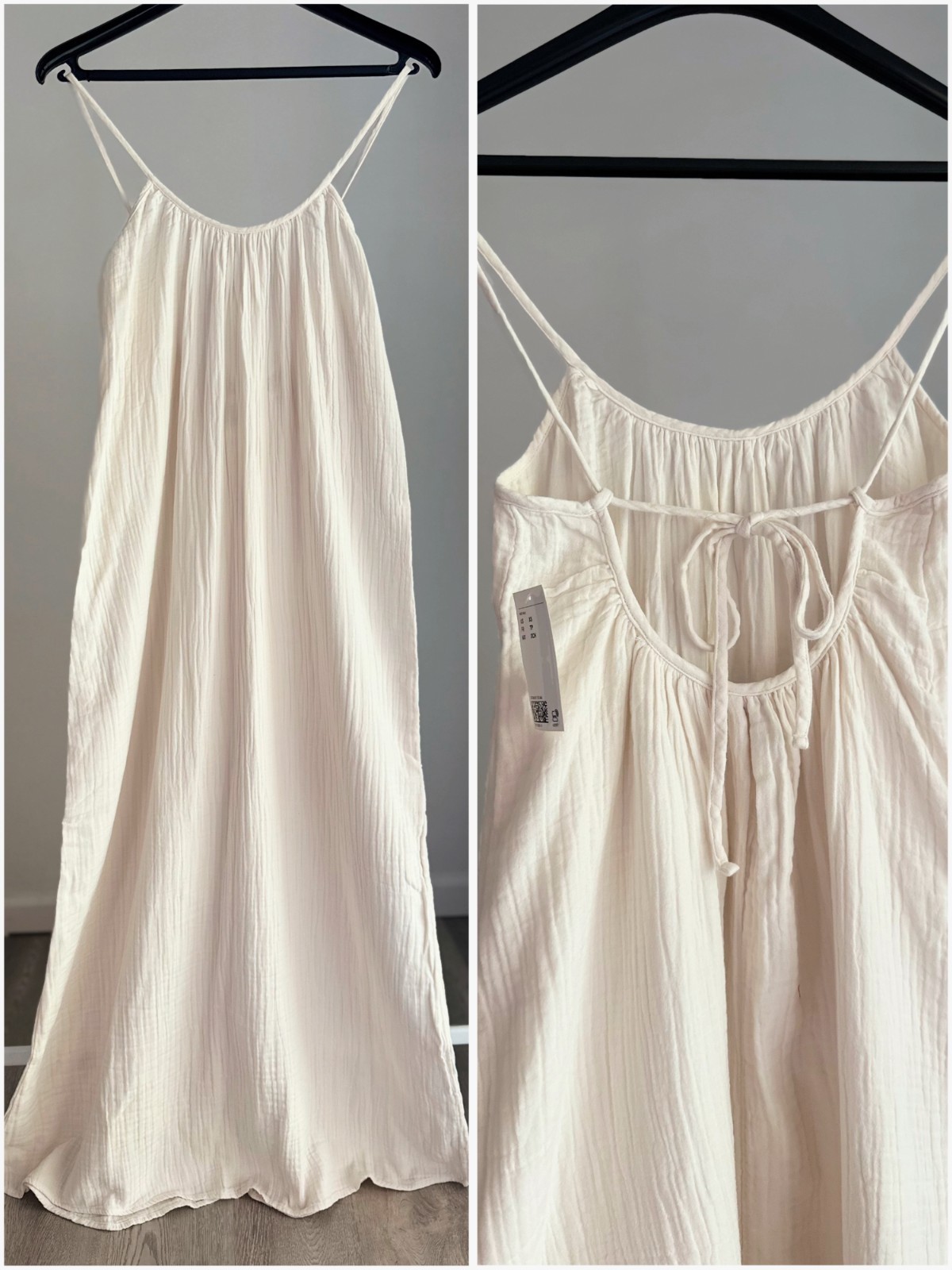 NWT H&M Cotton Muslin Beach Dress New Cream XS L