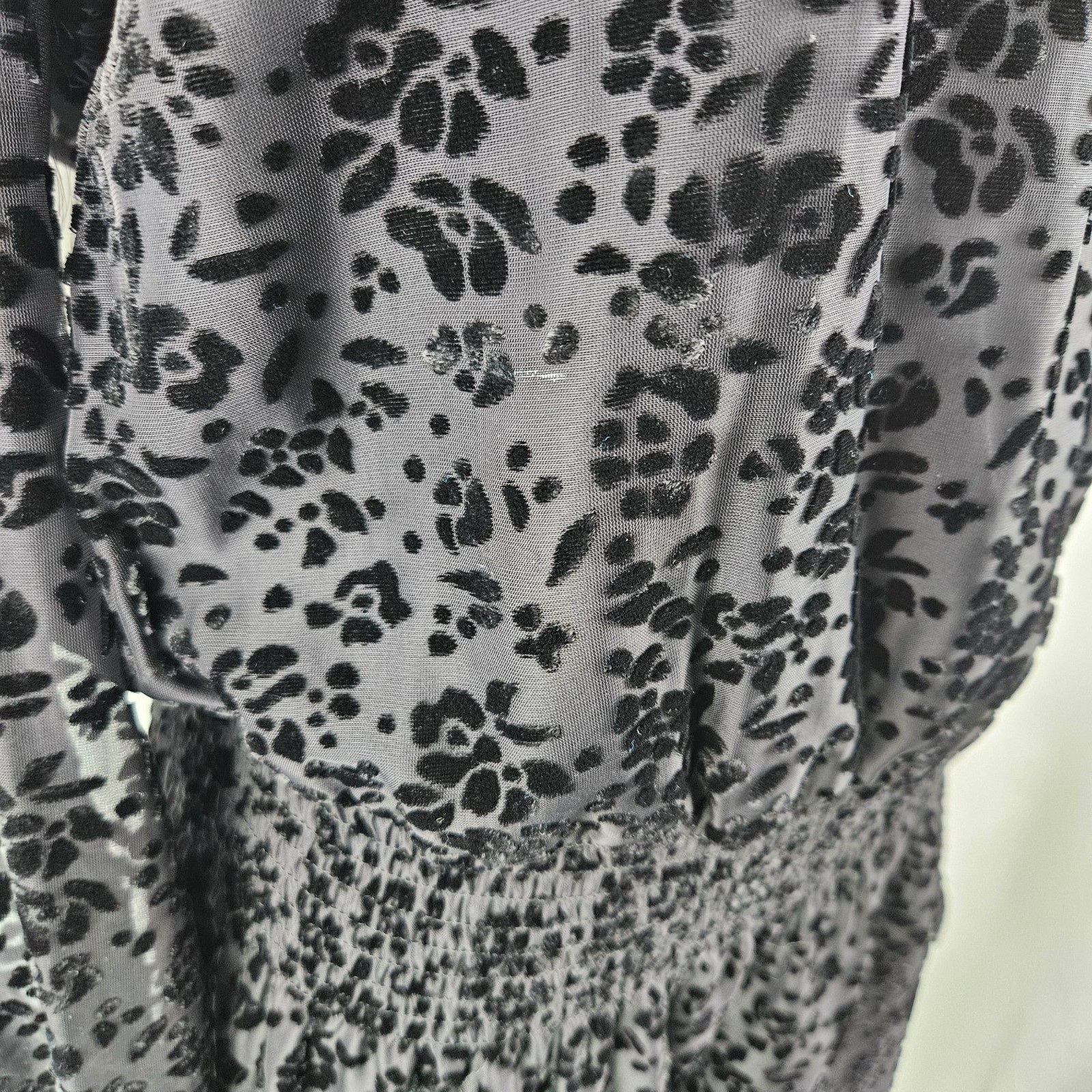 Parker Carmindy Burnout Velvet Mini Dress Medium Black Whimsigoth Frilly