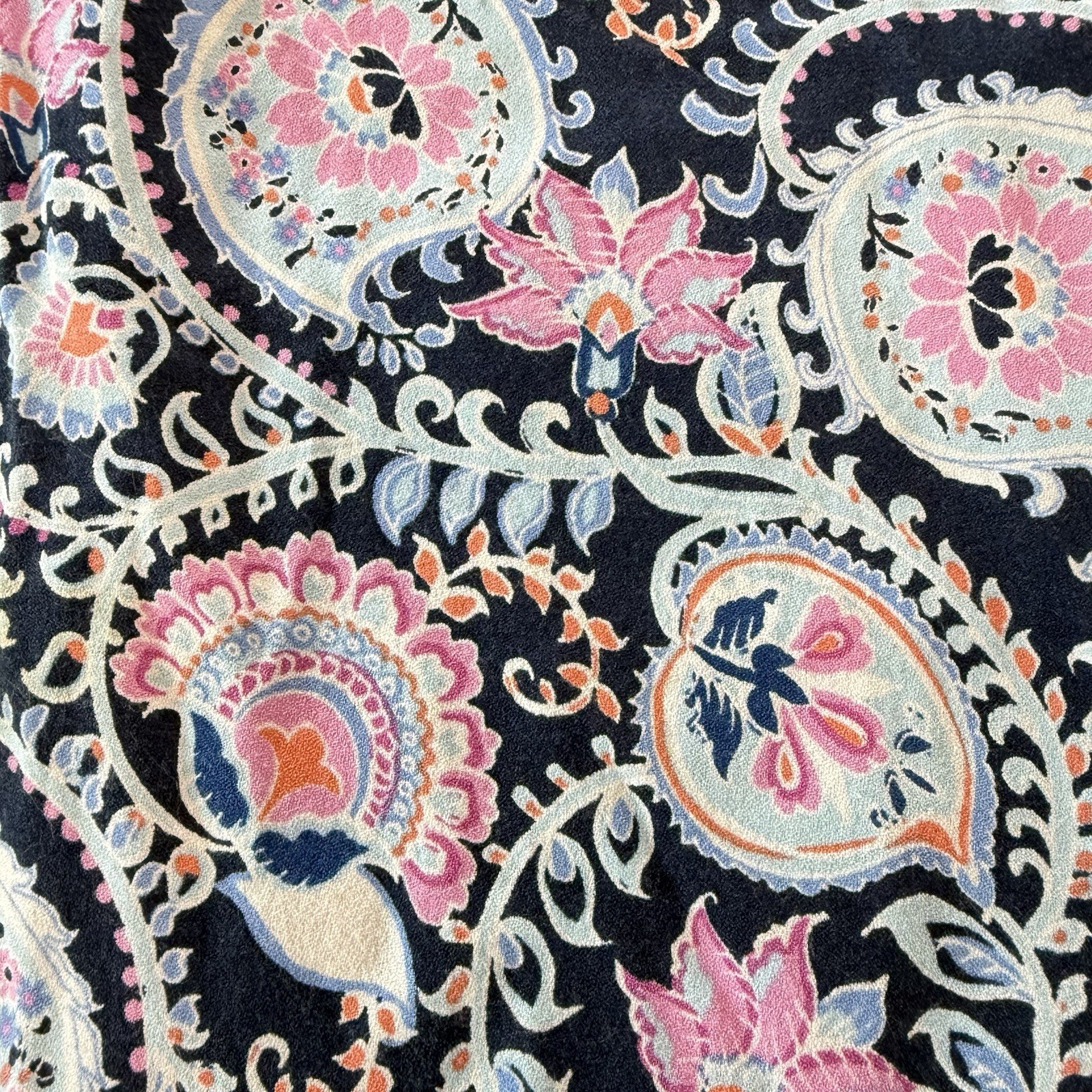 Talbots Blue Pink Paisley Border Hem Sleeveless Maxi Dress Size 12