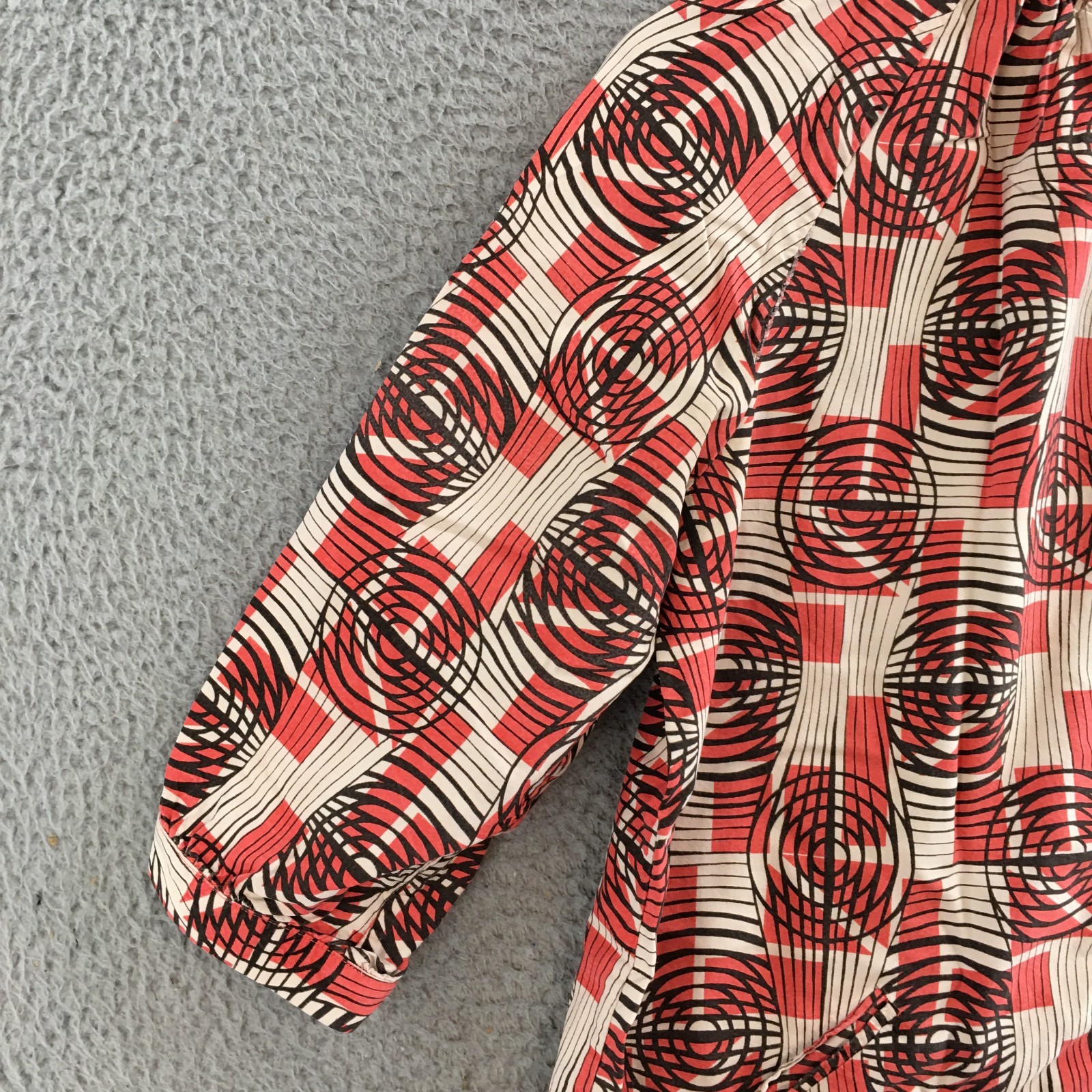Whit Mini Dress Womens Small 3/4 Sleeve Button Front Geometric Print Multicolor