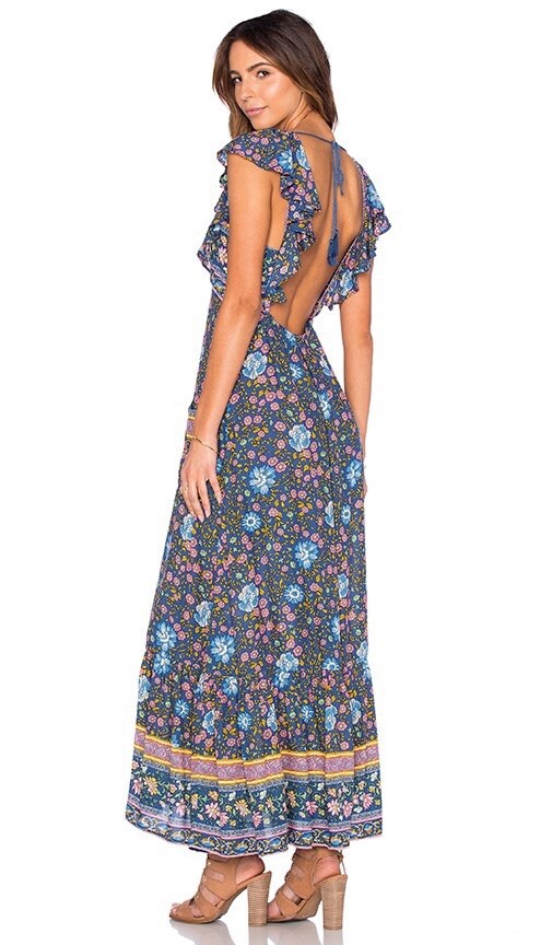 Free People + Spell and the Gypsy Collective Folk Town Floral Boho Maxi Dress L