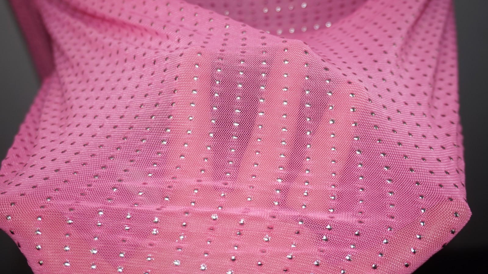 Pink Funnel Neck Mesh Semi Sheer Body Con Sexy Dress Sz L Coverup
