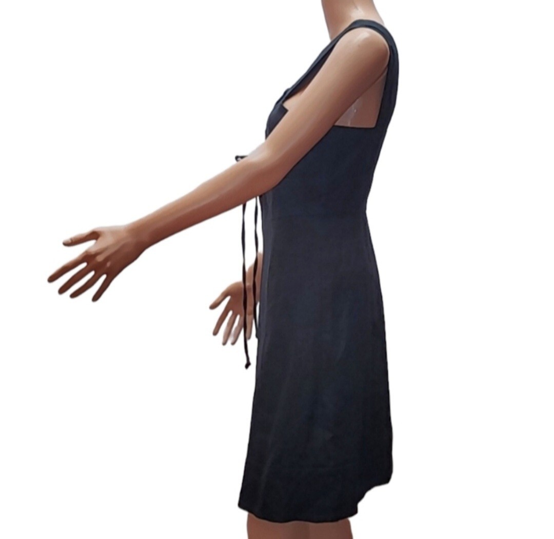 J.Crew Lace-up dress in structured linen Little Black Dress Womens Size 10 NWT