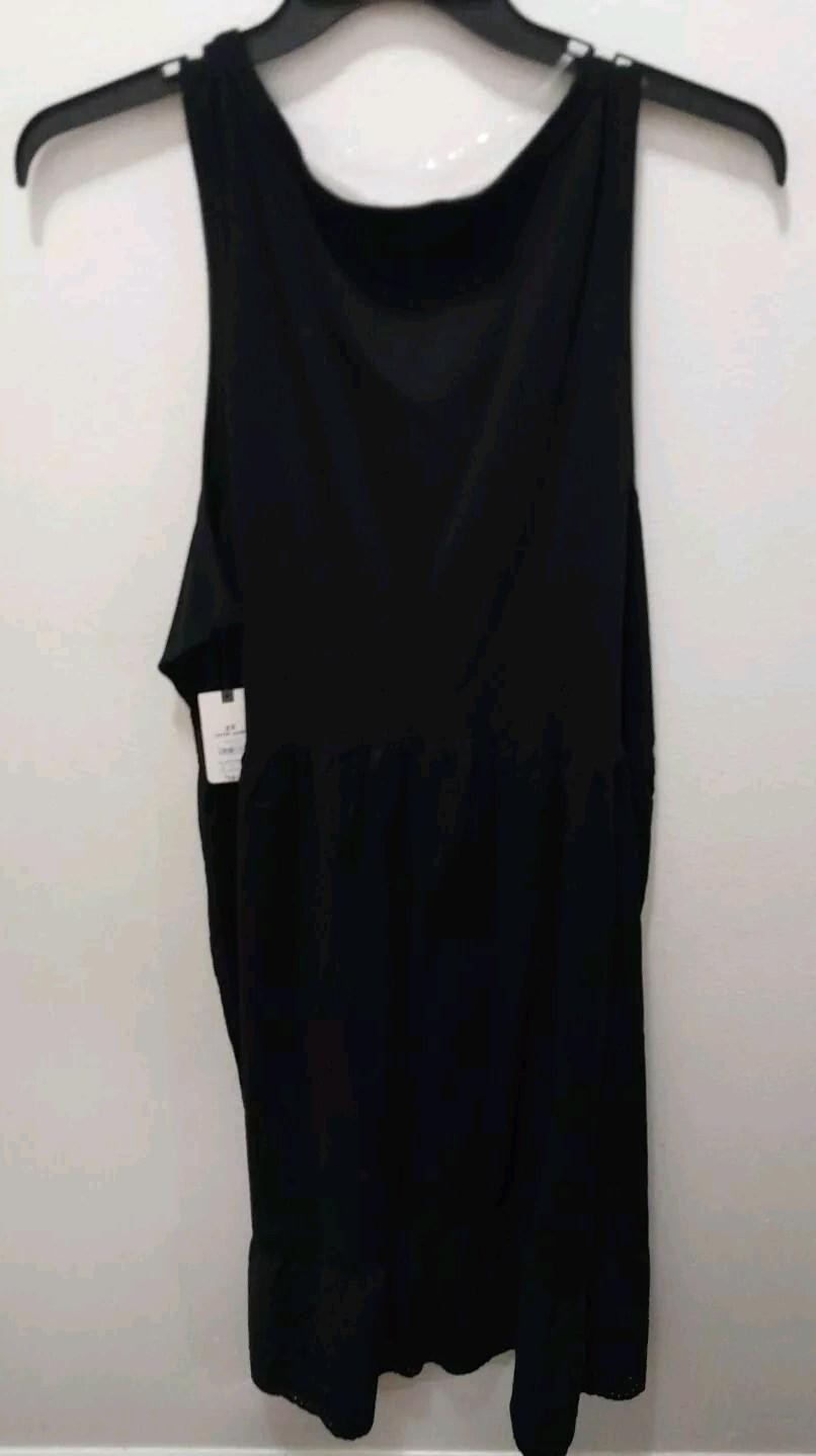 Womens Terra And Sky Size 2X 20W-22W Fabric Mix Dress Black NWT