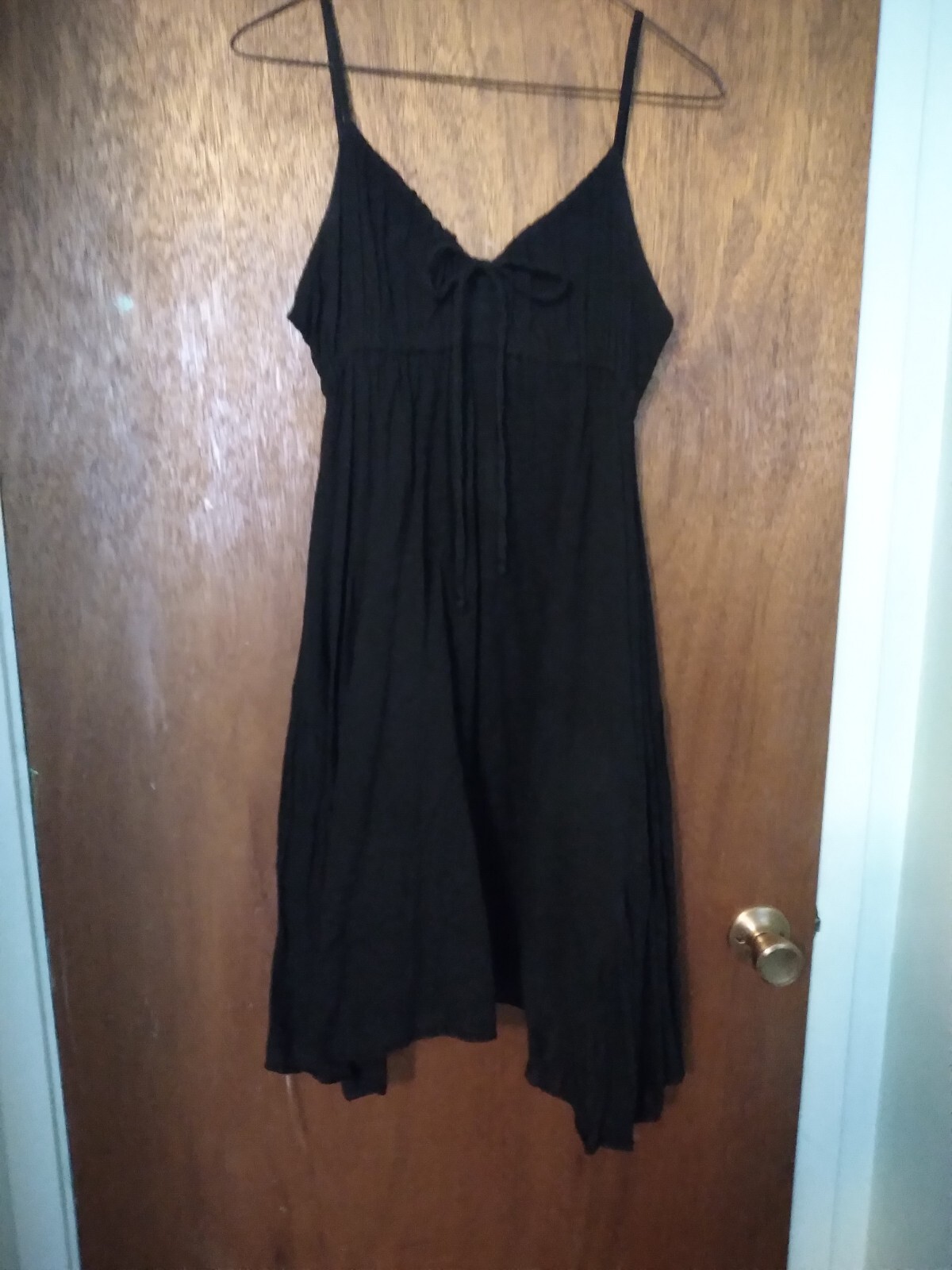 Lovely black dress, cotton/poly mix, lined & with side pockets, free size-Small