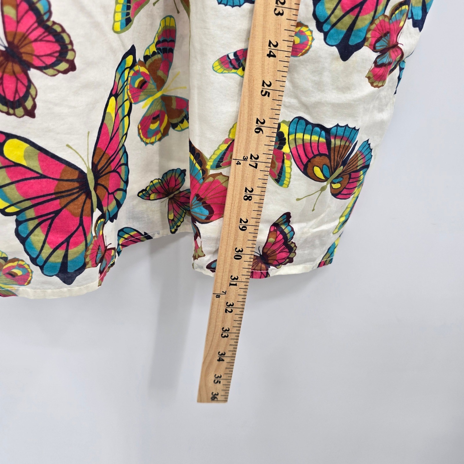 Old Navy Womens Butterfly Print Cotton Sun Dress White Pink Yellow Large