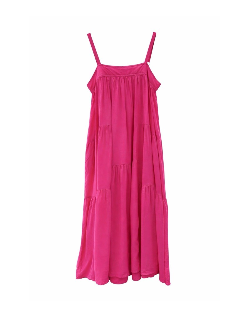 Able The Label Pink Rayon Sun Dress Size Medium Pockets Loose Fit Holiday
