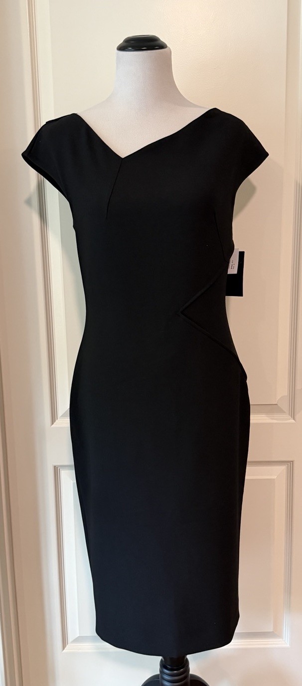 Roland Mouret Womens Back Zip Sleeveless V Neck Sheath Dress Black Sz US 10