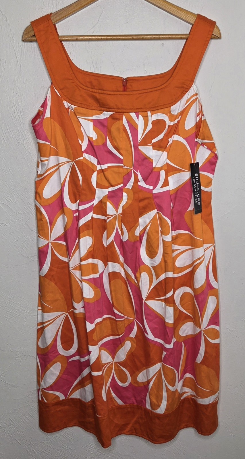 *NEW w/Tags Signature London Style Orange Pink White Sun Dress Size 16 Floral