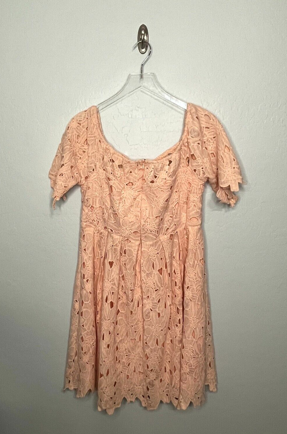 BOOHOO Botique Off Shoulder Lace Blush Skater Dress Size 14 NWT