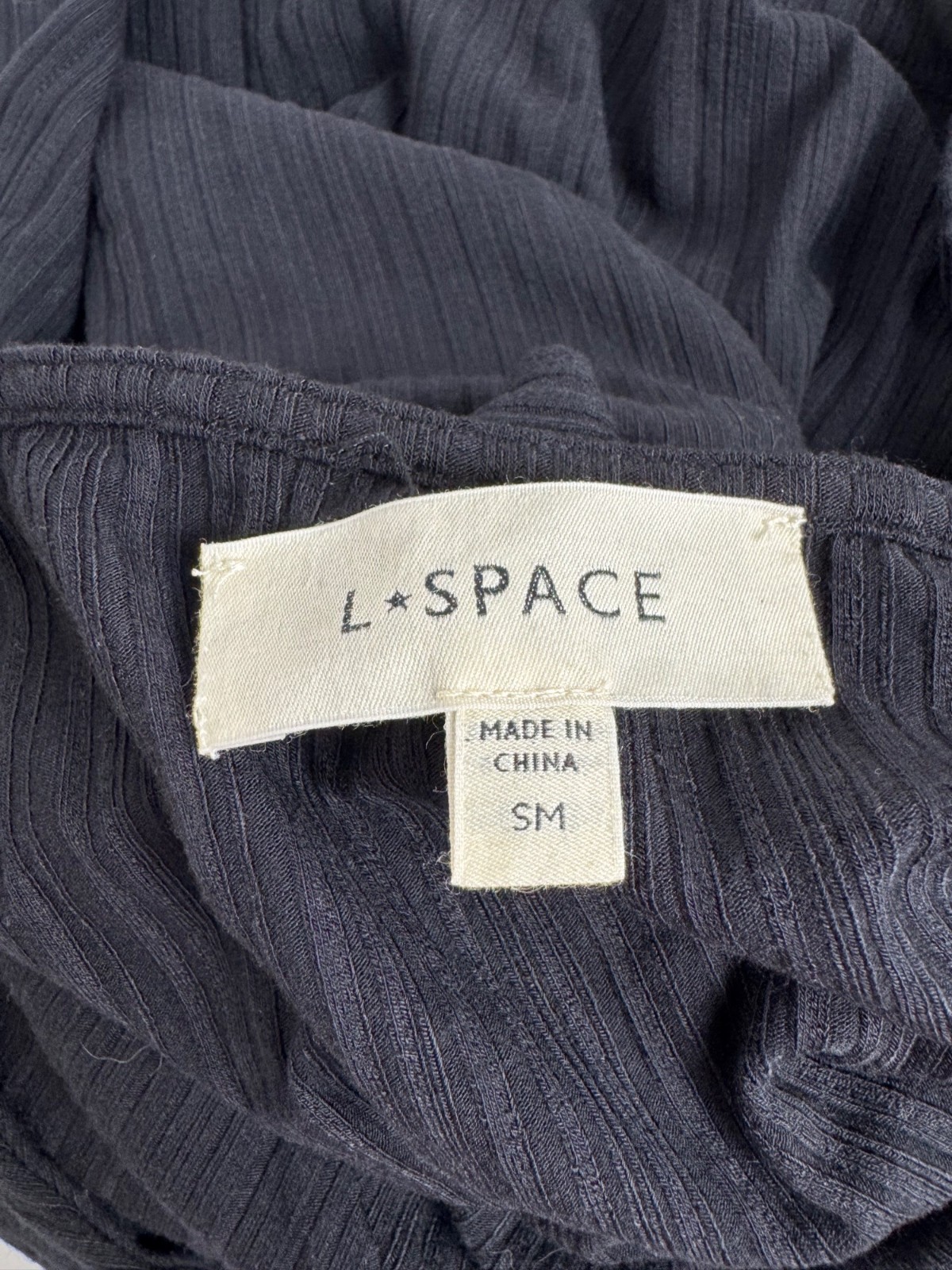 L*Space Black Bodycon Tie Halter Dress Size SM Maxi Ribbed Stretchy Casual LBD