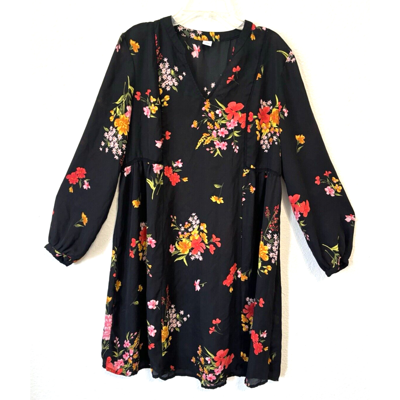 Old Navy Fall Winter Dress Floral Georgette Fall Winter Long Sleeve Shift Small