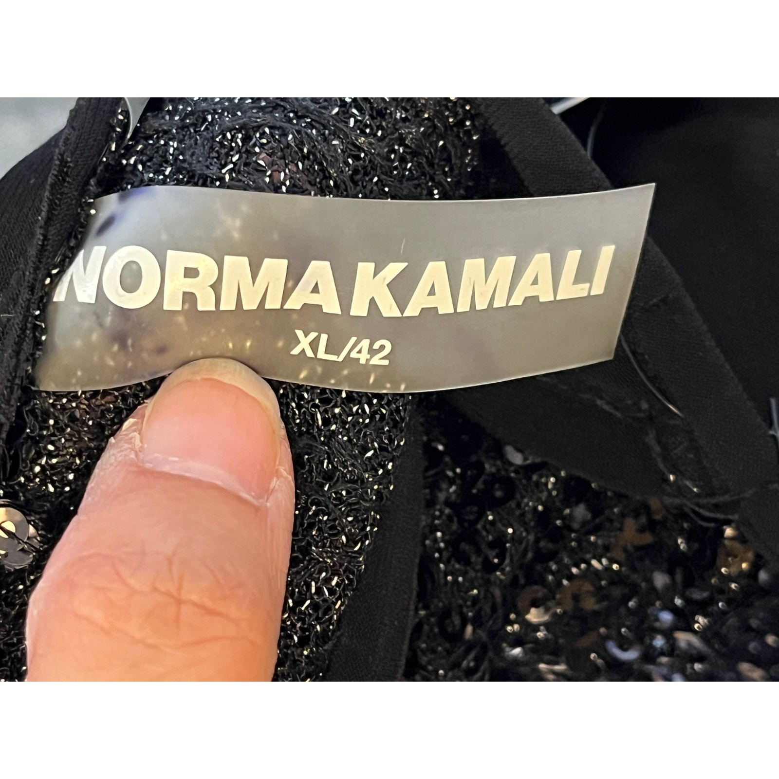 Norma Kamali Sparkle Sequin Low Back Fishtail Gown Black XL NWT Revolve Style