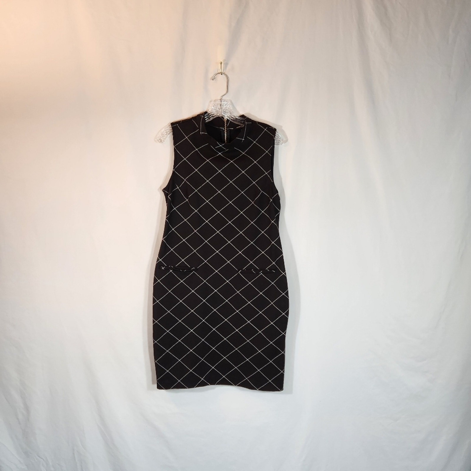 SHARAGANO Black White Retro Classic Neutral Office Career Mini Dress Womens 10