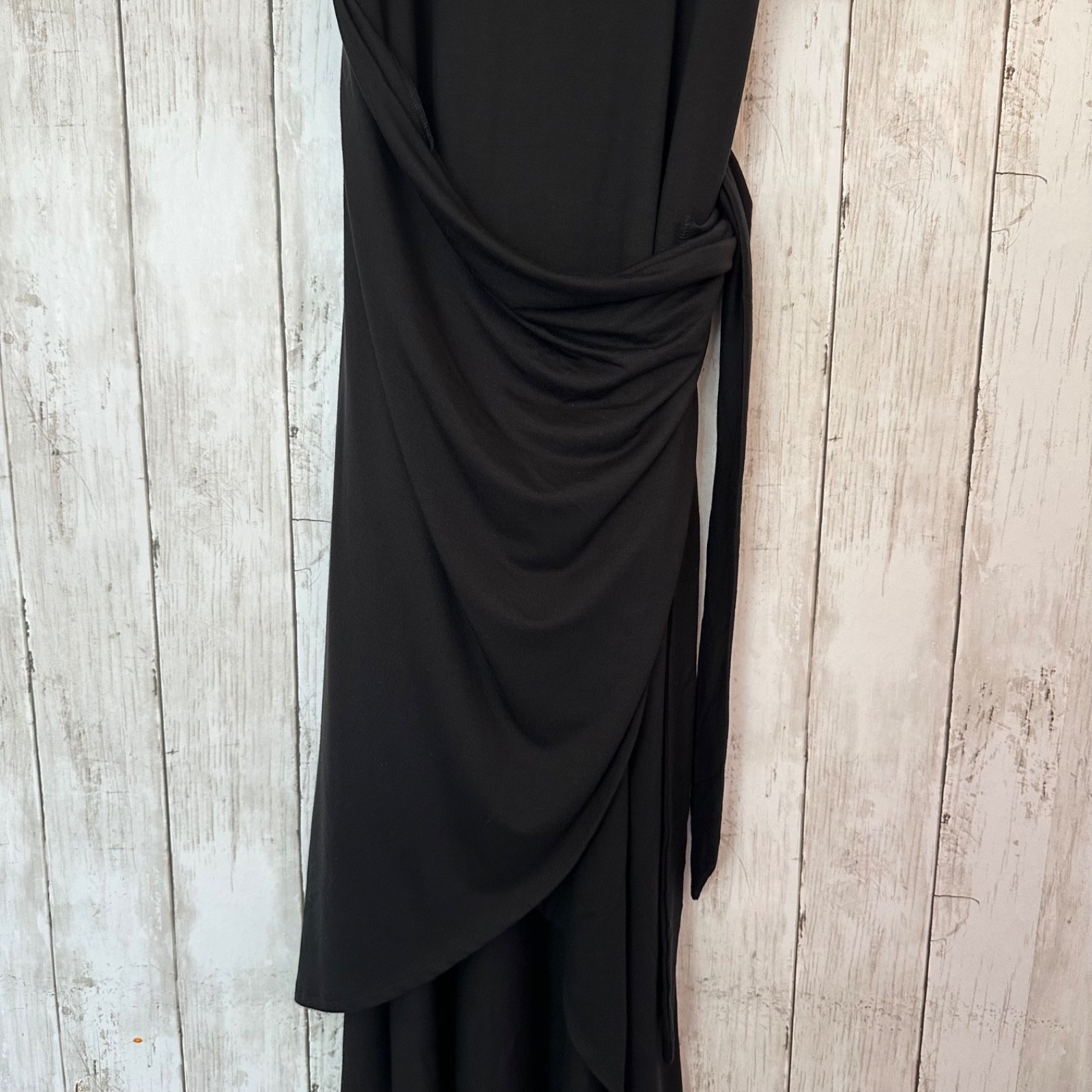 NEW Quince Tencel Jersey side tie Midi Dress Black XL Clean Girl Everyday LBD