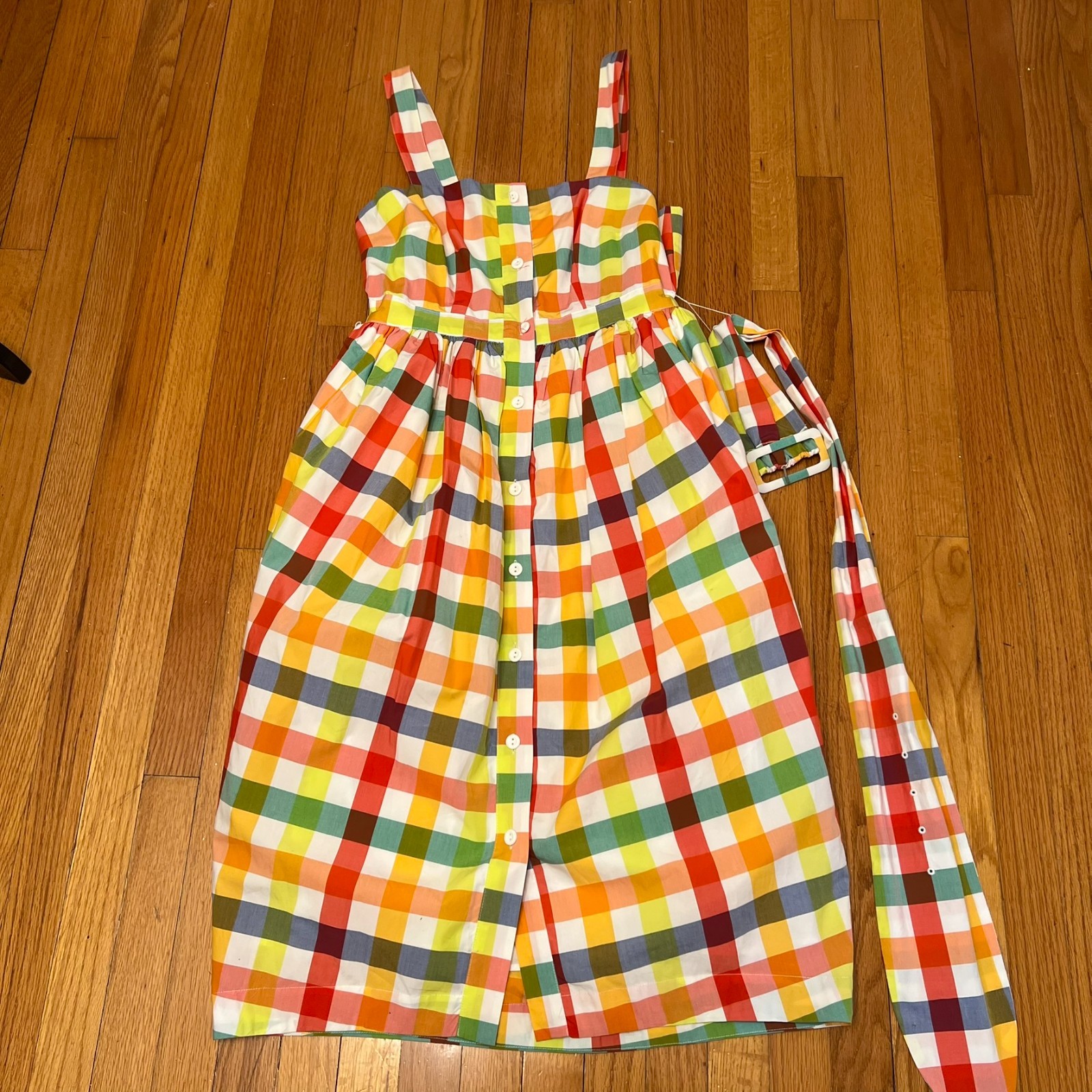Christopher John Rogers Multicolor Gingham Sundress with Petticoat and Belt 10