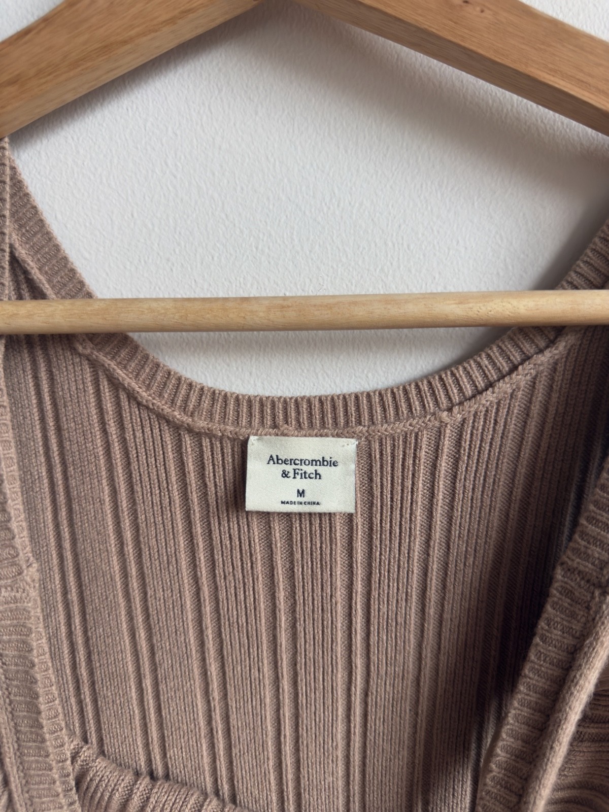Abercrombie & Fitch Ribbed Midi Sweater Dress Taupe Beige Size M