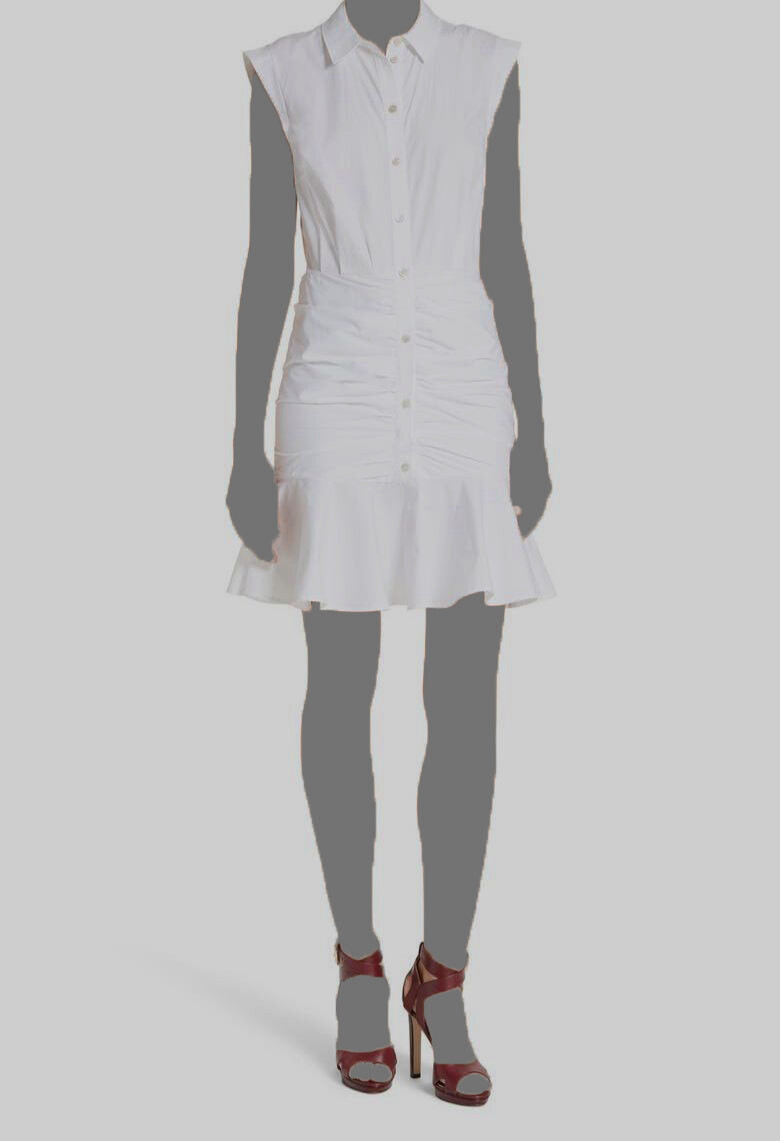 $450 Veronica Beard Womens White Point Collar Cap Sleeve Mini Shirtdress Size 10