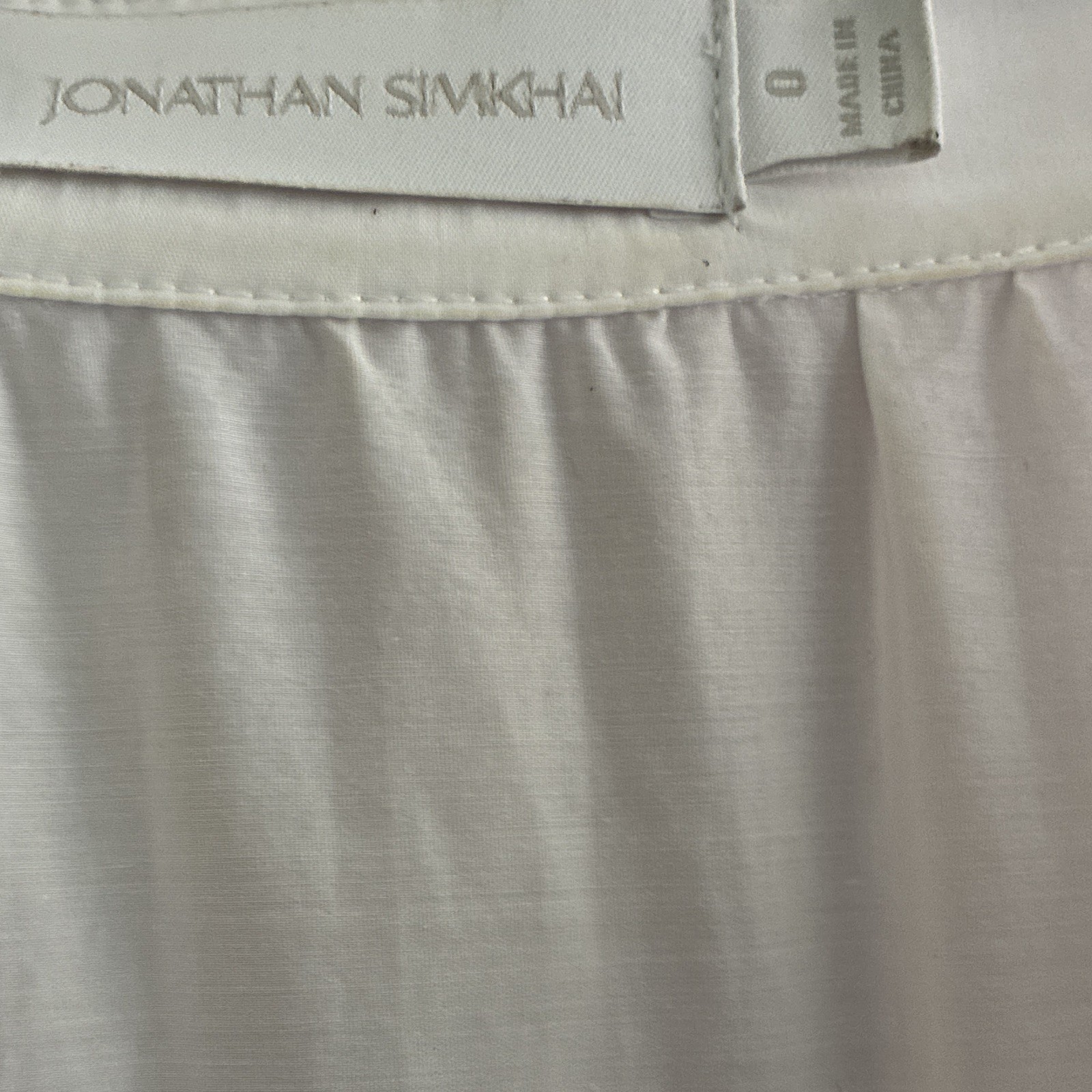 Jonathan Simkhai White Collared Shirt Dress Long Balloon Sleeve Tie Chain Midi 8