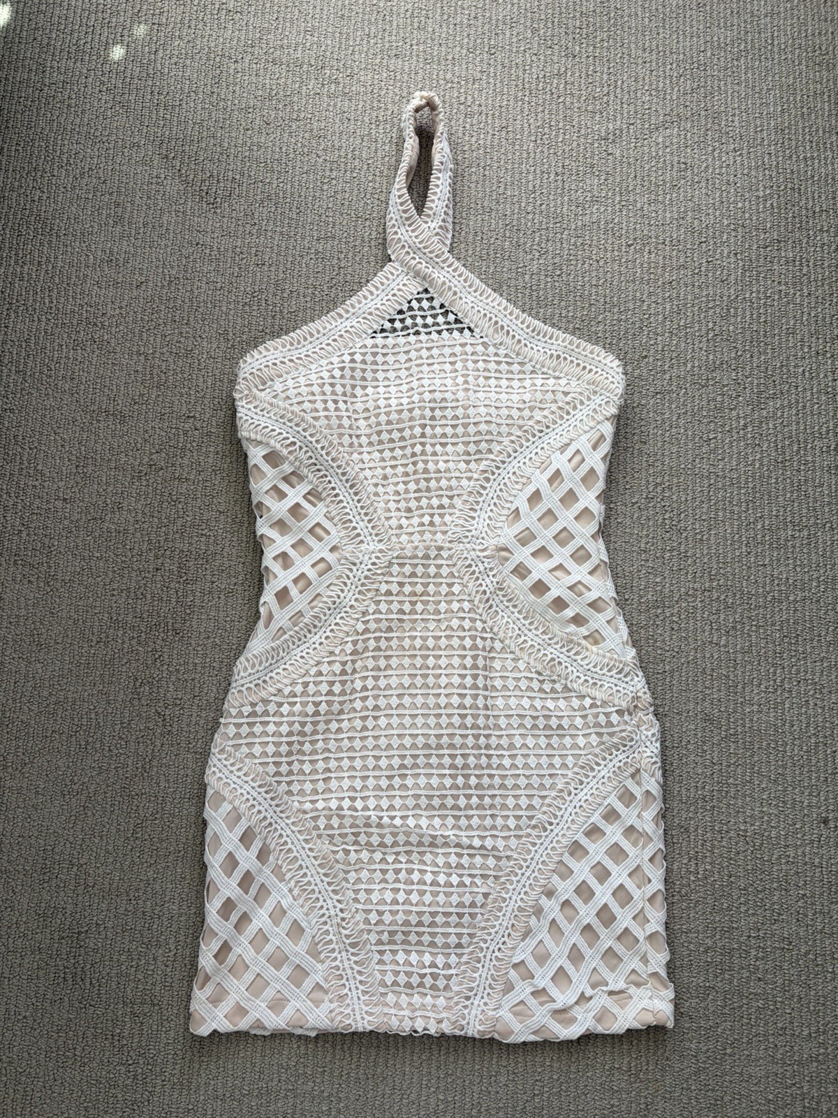 Brand New W/out Tags Cream/Ivory Lace Bodycon Mini Dress Size M By TOBI