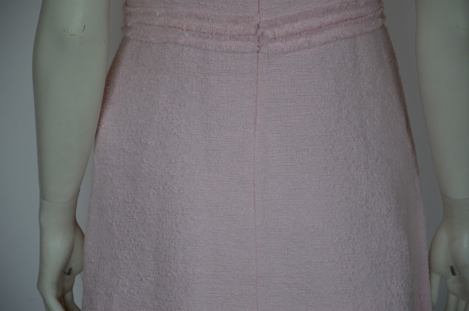 ZARA Pink Fitted Frayed Trims Tweed Boucle Gem Stone Button Mini Dress LARGE L