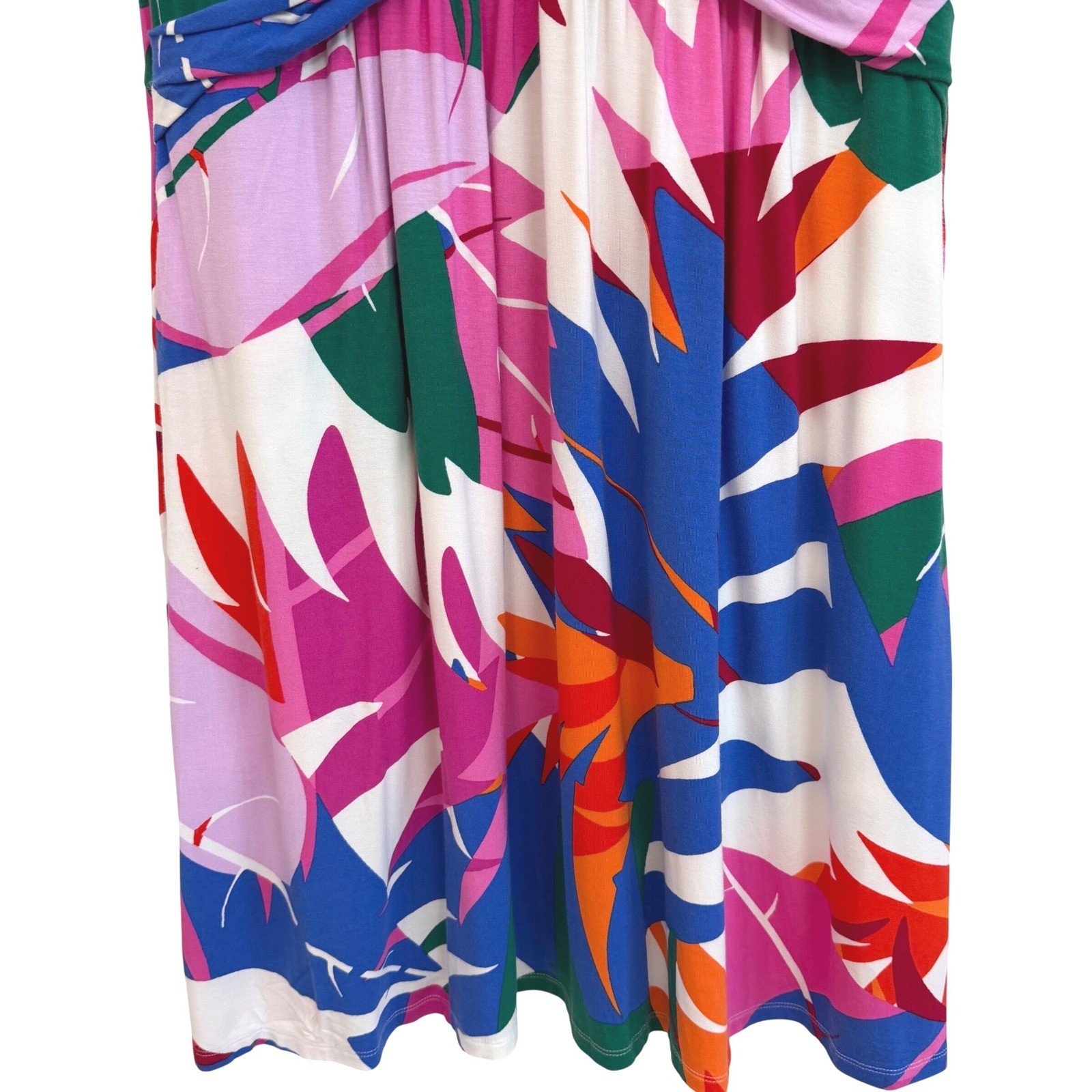 Soma WKND Sleeveless Tropical Leaf Twist Front V-Neck Medium Support Dress XL