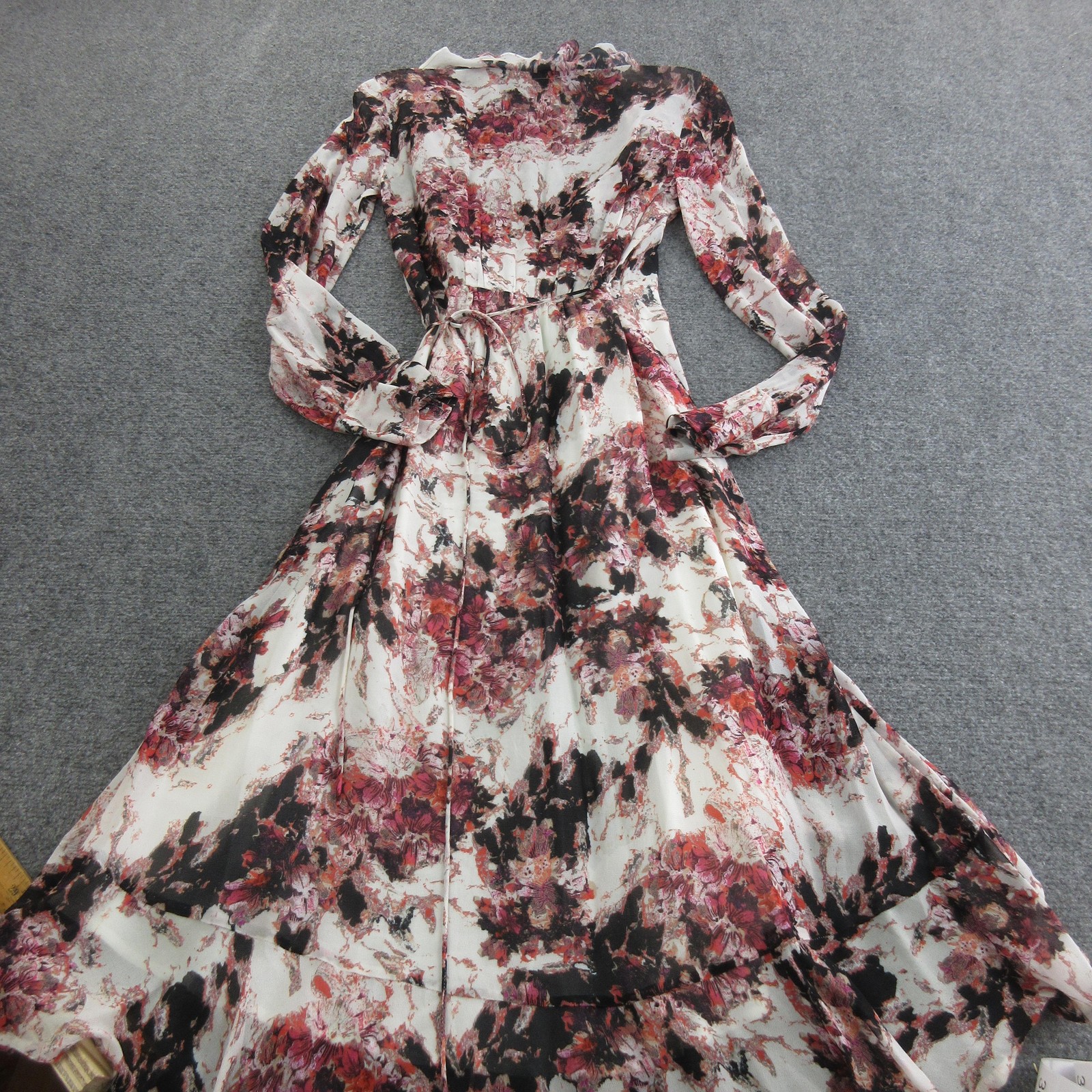 IRO Dress Womens 36 Multicolor Floral Chiffon Garden Wrap Maxi Hi Low Ruffle
