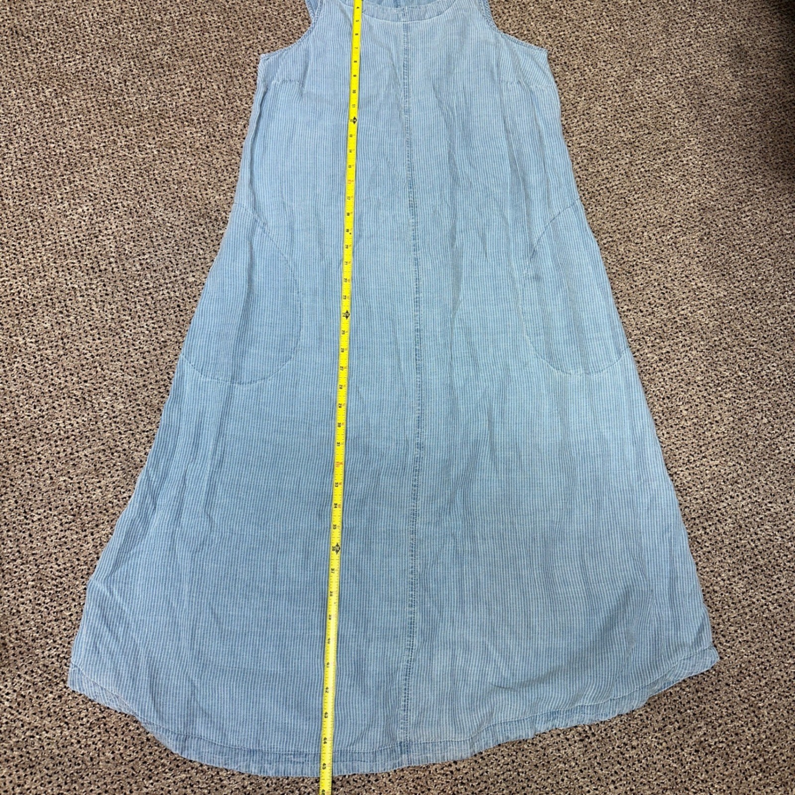 J. Jill Denim Blue White Striped Tencel Lyocell Sleeveless Maxi Dress Small