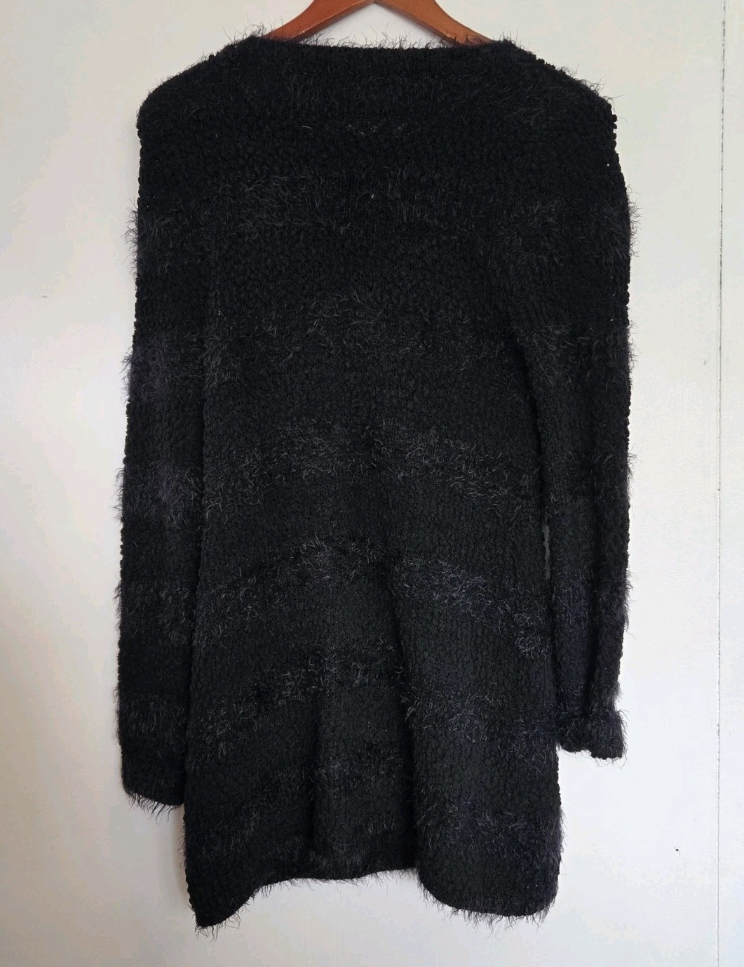 BCBGMAXAZRIA Dress Womens S Sweater Black Dress Pullover Eyelash Fuzzy Glamour