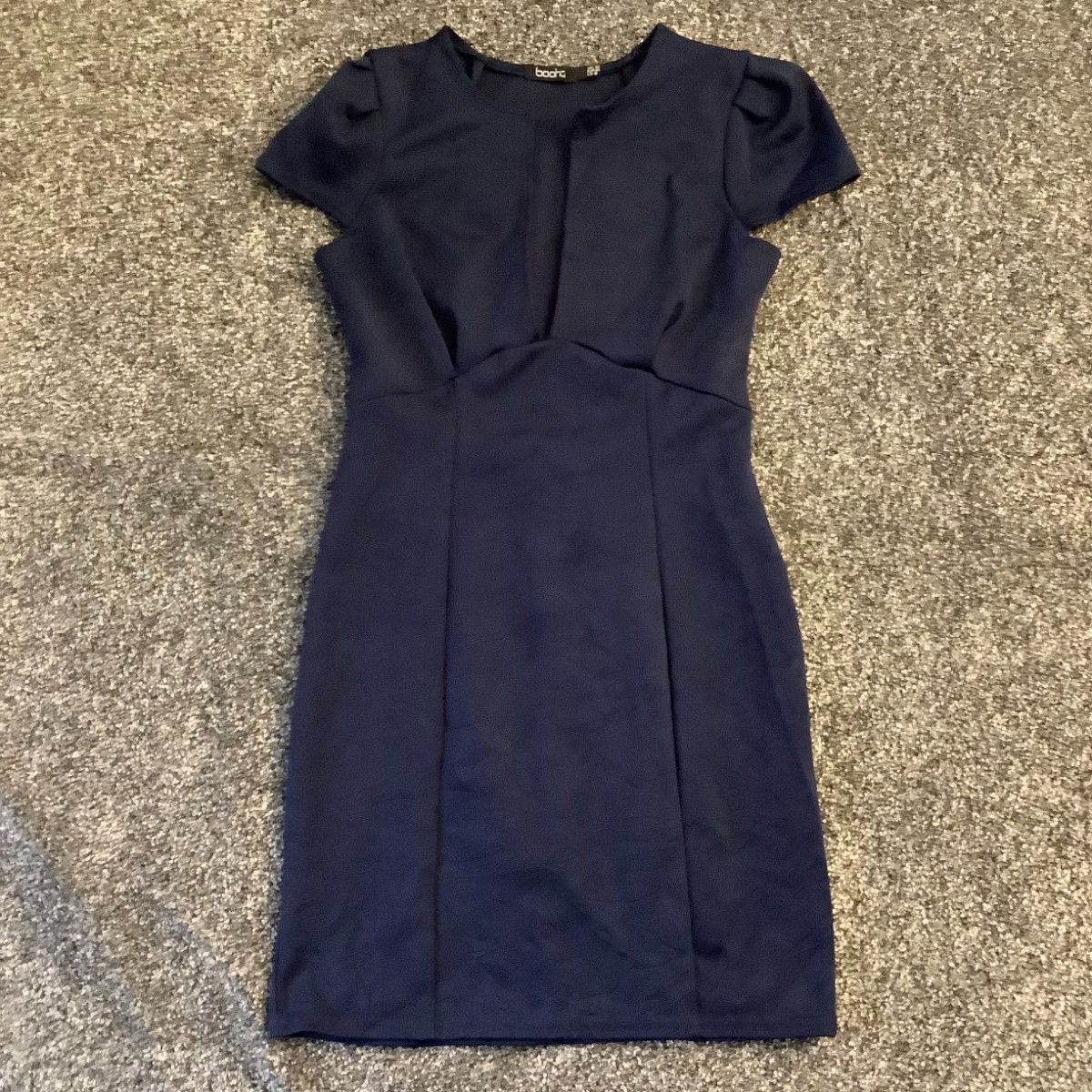 Boohoo Womens Navy Blue Dress UK 12 31 Inch Length 95% Polyester 5% Elastane