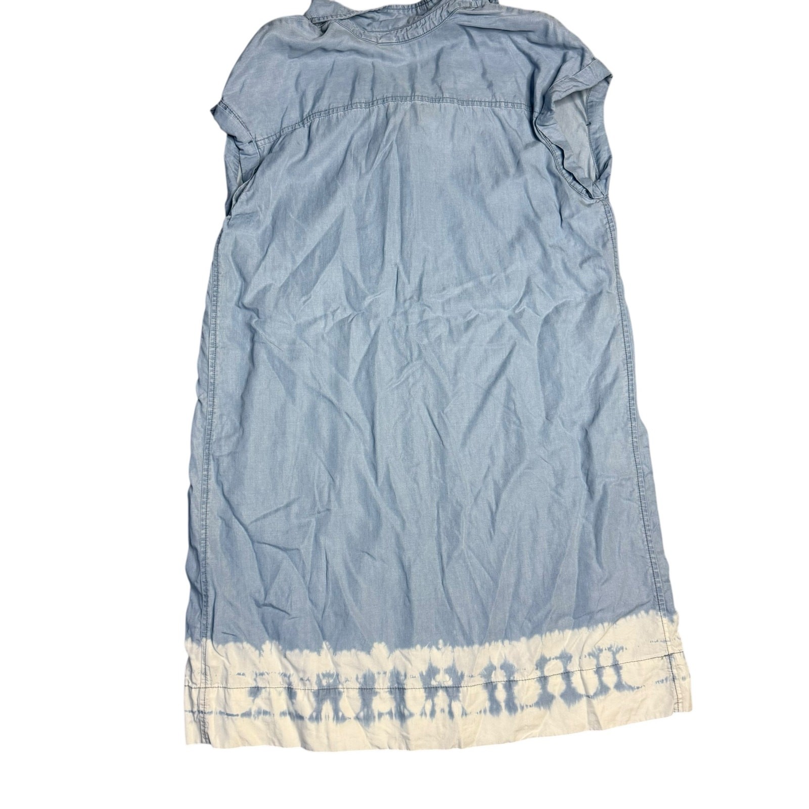 Caffe Marrakesh Women’s Tencel Denim Midi Cap Sleeve Dress Tie Dye Hem – Large
