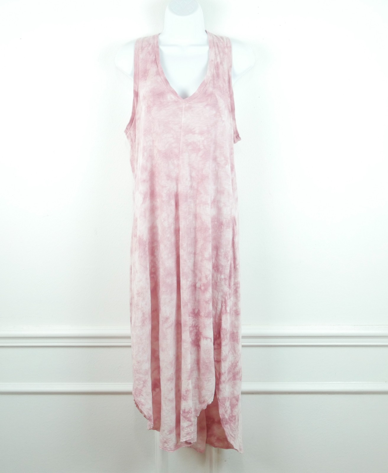 Z Supply Cloud Tie Dye Dress Medium Pink Cotton Midi Beachy Boho Coastal Relaxed