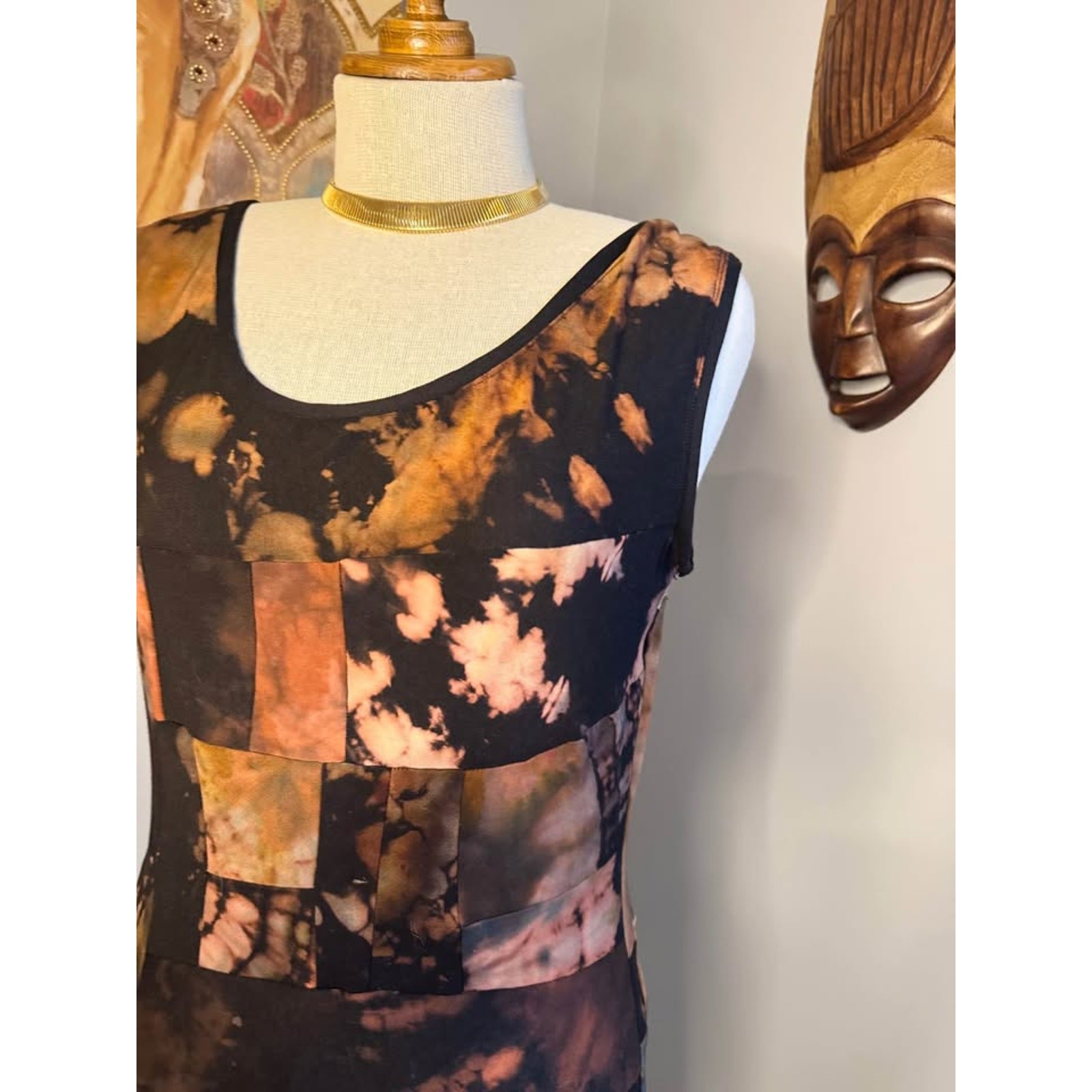 Handmade Organic Bamboo Reverse Tie Dye Patchwork Dress by Jeorjia Shea